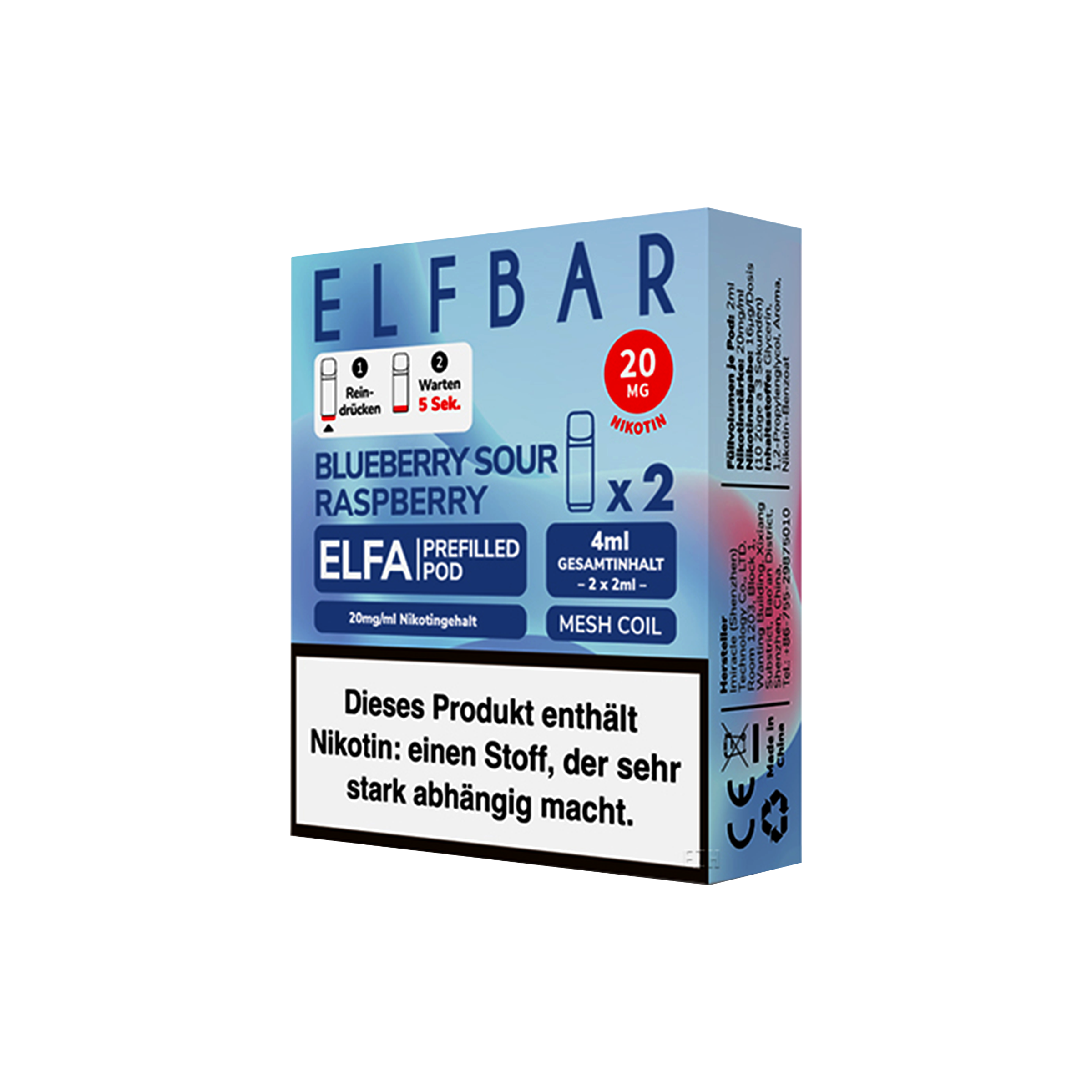 Elf Bar ELFA Prefilled Pod Blueberry Sour Raspberry | Neue Liquid Sorten