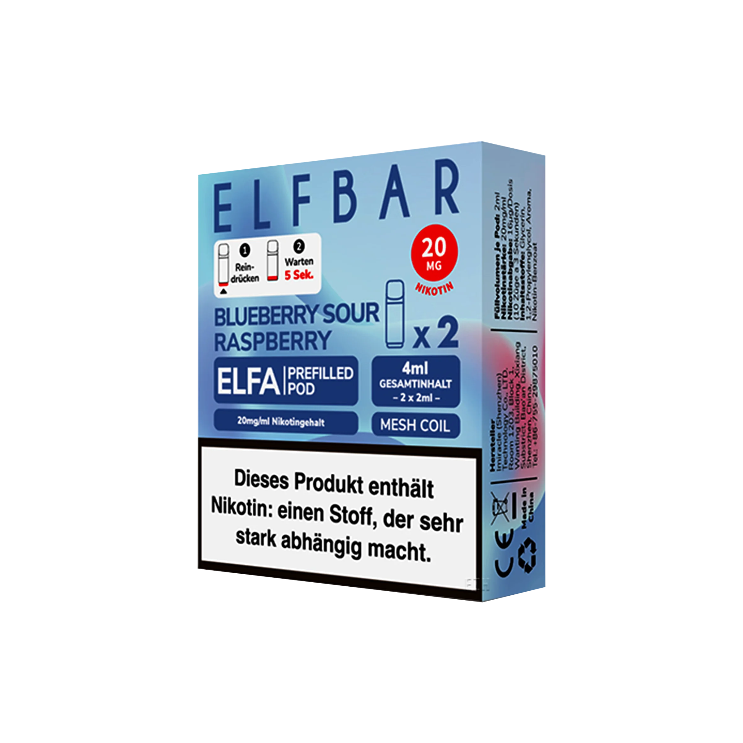 Elf Bar ELFA Prefilled Pod Blueberry Sour Raspberry | Neue Liquid Sorten