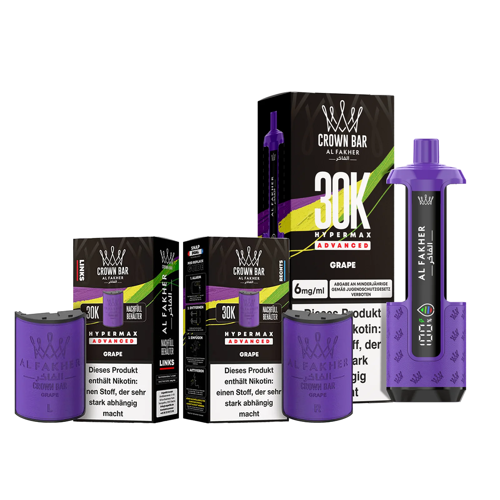Al Fakher - Crown Bar - Hypermax - Advanced - 30K - Grape 1 Al Fakher - Crown Bar - Hypermax - Advanced - 30K - Grape 1