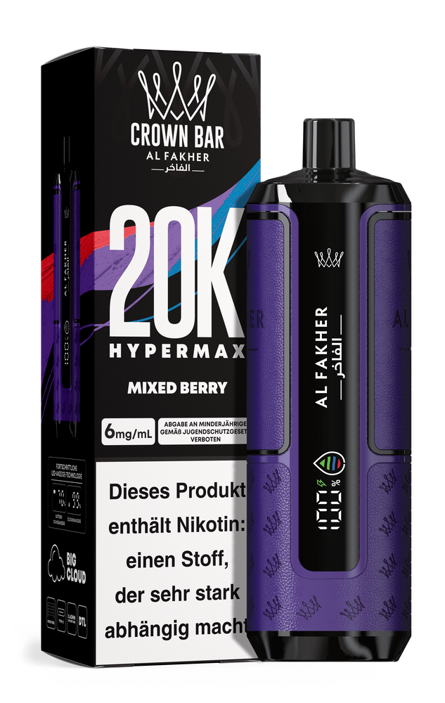 Al Fakher - Crown Bar - Hypermax - 20k - Mixed Berry1