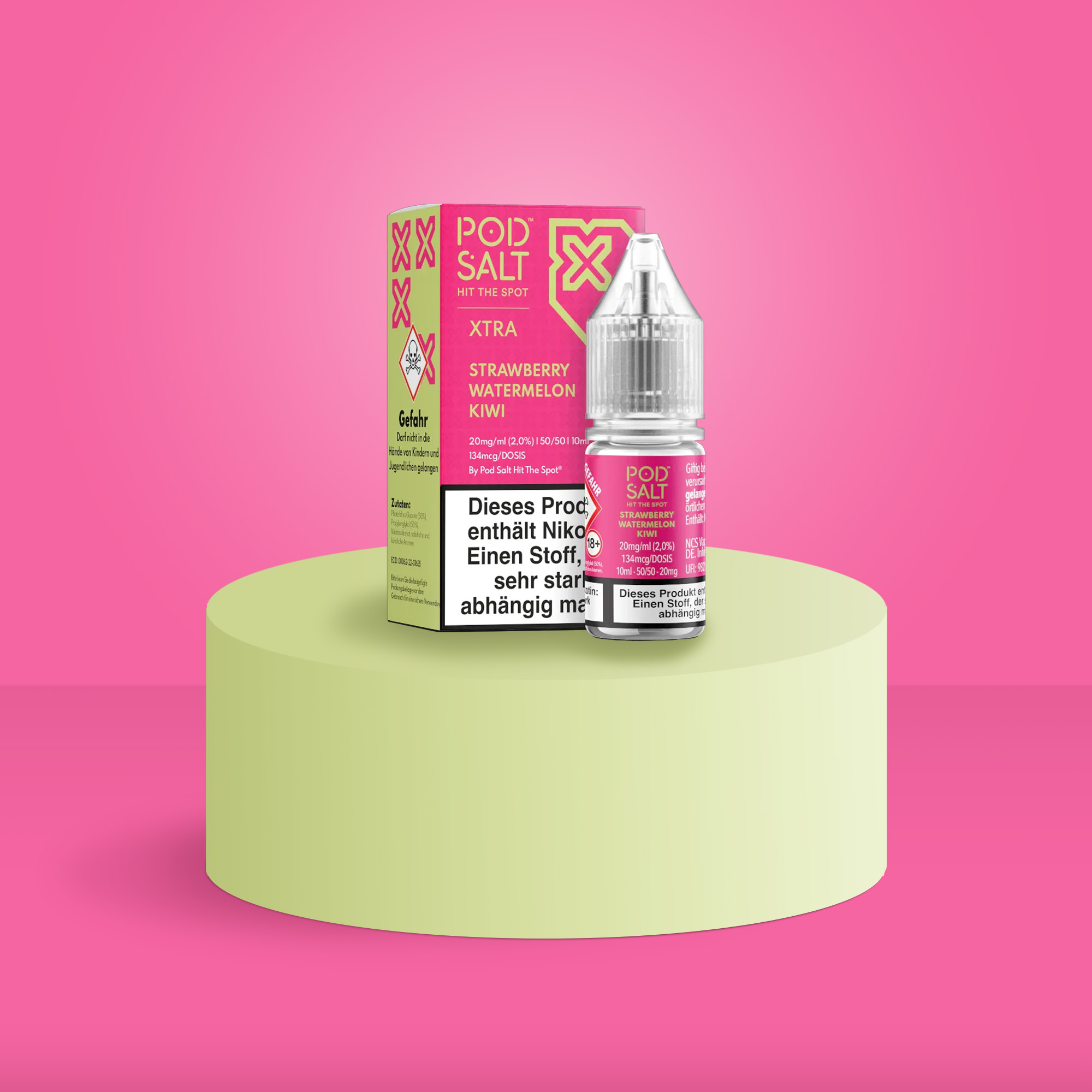 Pod Salt Xtra Nikotinsalz E-Liquid Strawberry Watermelon Kiwi 10 ml mit 20 mg g&uuml;nstig bestellen 1