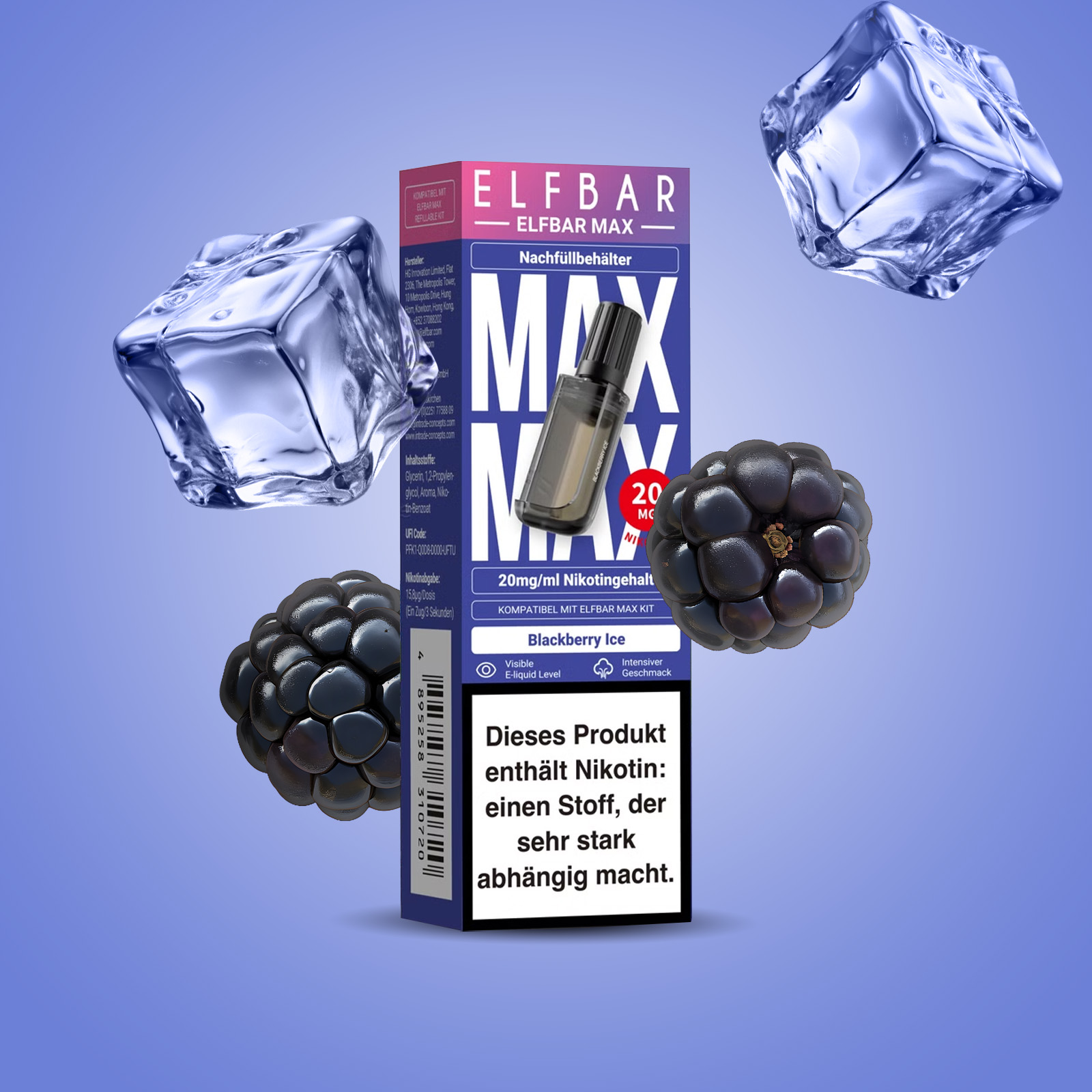 Elf Bar - Max - Pod - Blackberry Ice - 20 mg  1