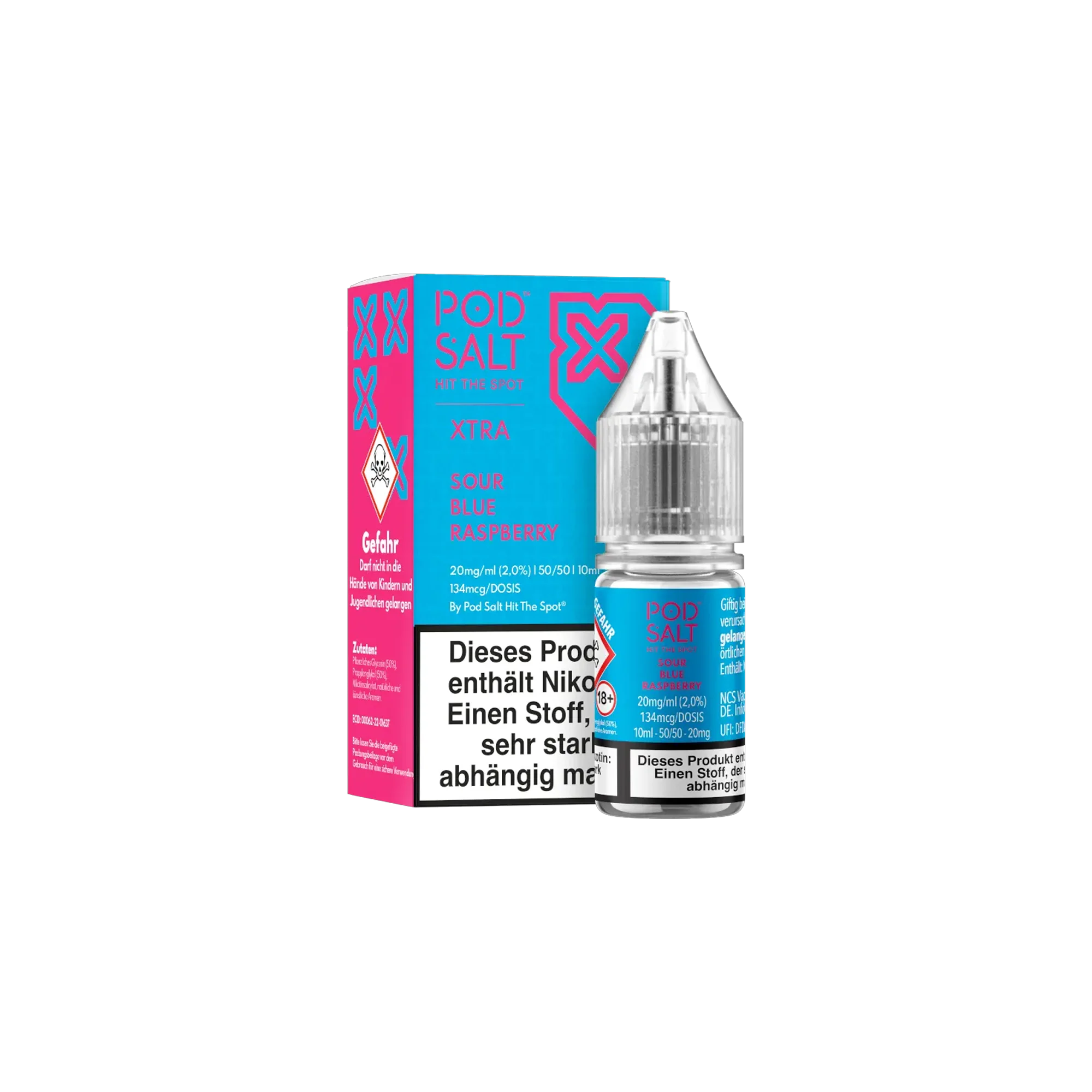 Pod Salt Xtra Nikotinsalz E-Liquid Sour Blue Raspberry 10 ml mit 20 mg g&uuml;nstig bestellen 2