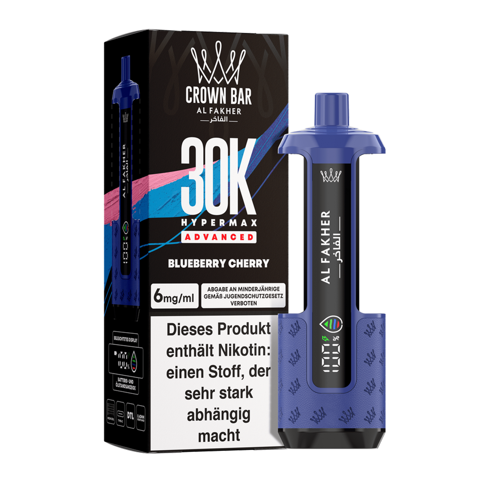 Al Fakher - Crown Bar - Hypermax - Advanced - 30K - Blueberry Cherry 2