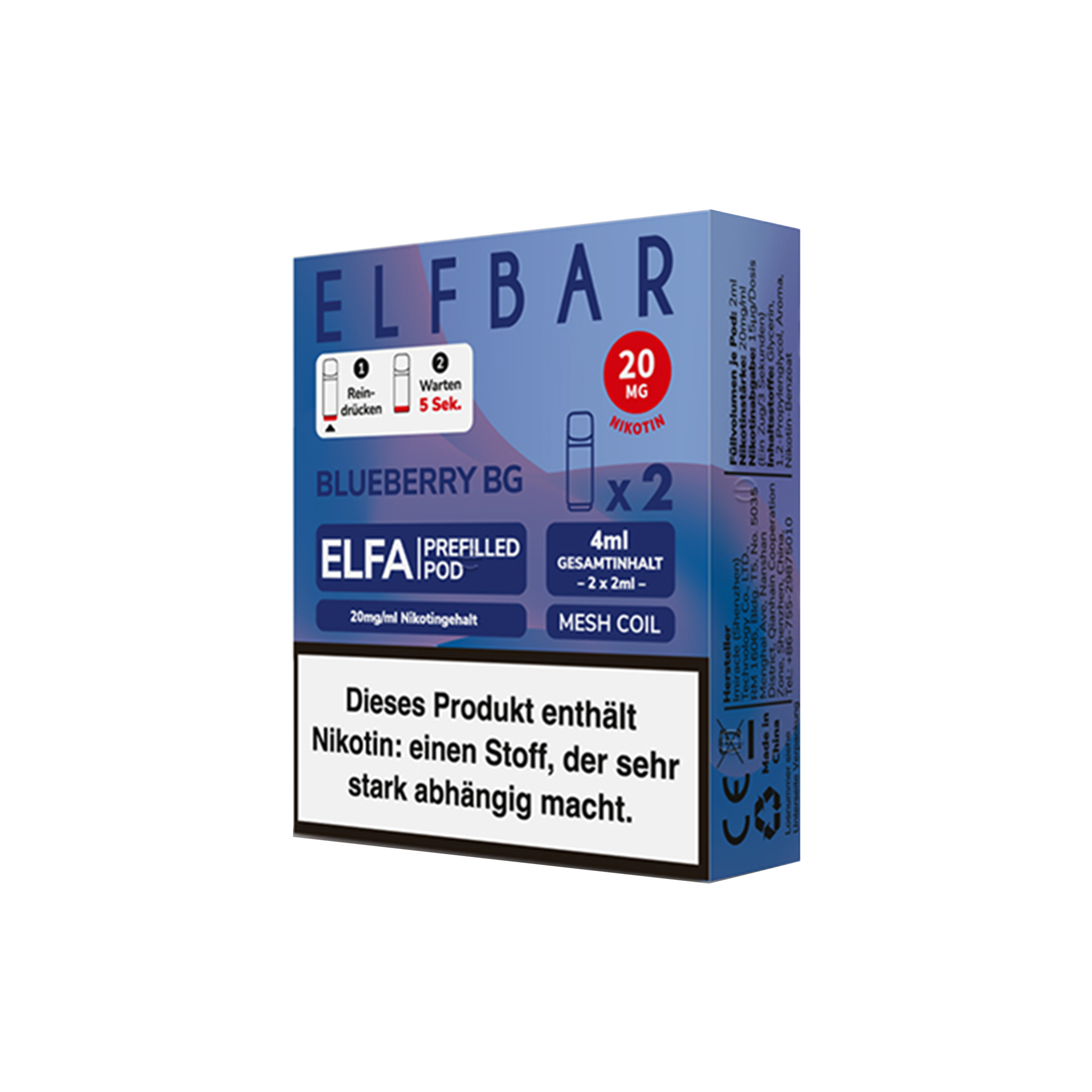 Elf Bar ELFA Prefilled Pod Blueberry Bubblegum | Neue Liquid Sorten1