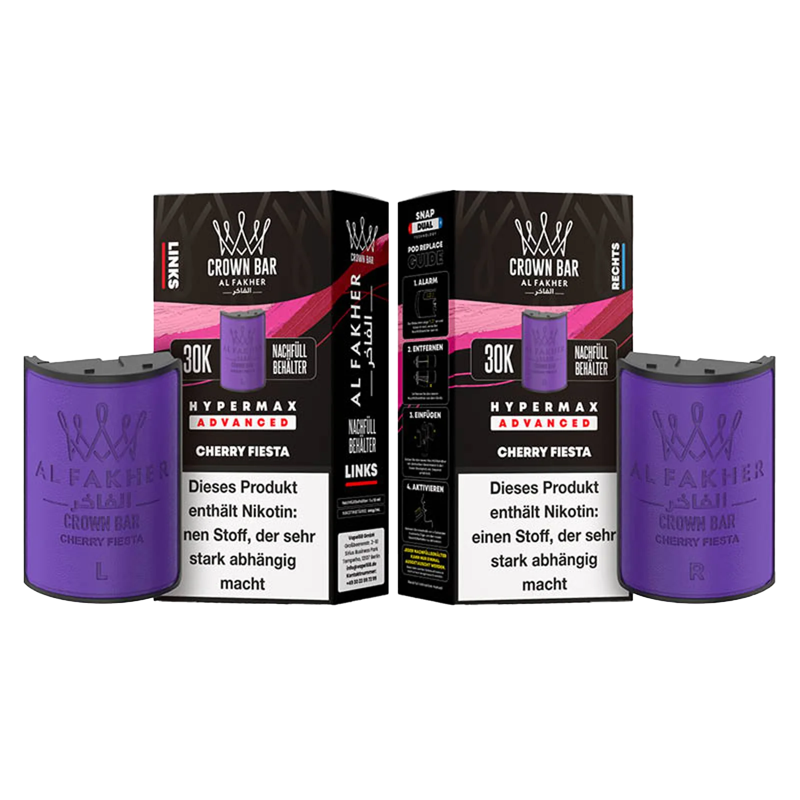 Al Fakher - Crown Bar - Hypermax - Advanced - 30K - Cherry Fiesta 3 Al Fakher - Crown Bar - Hypermax - Advanced - 30K - Cherry Fiesta 3