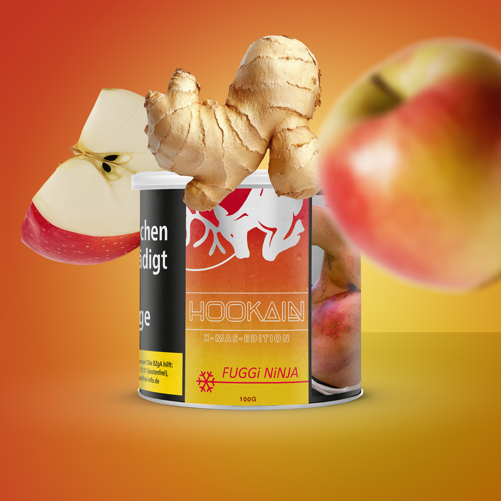 HOOKAIN Fuggi Ninja 100 g Shishatabak mit Apfel Ingwer 1
