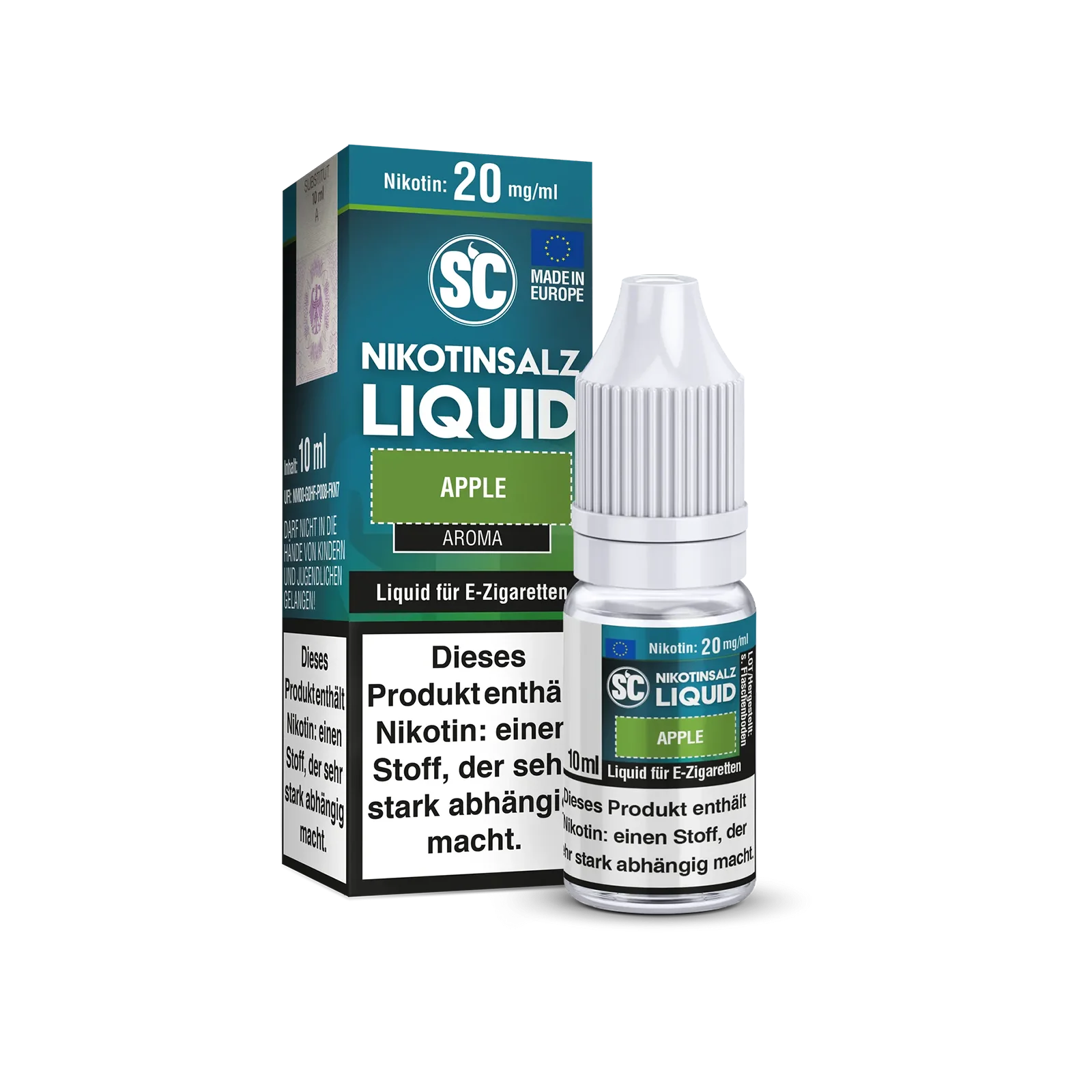 SC Apple Nikotinsalz Liquid 10ml Flasche mit 10mg/ml Apfelgeschmack 1