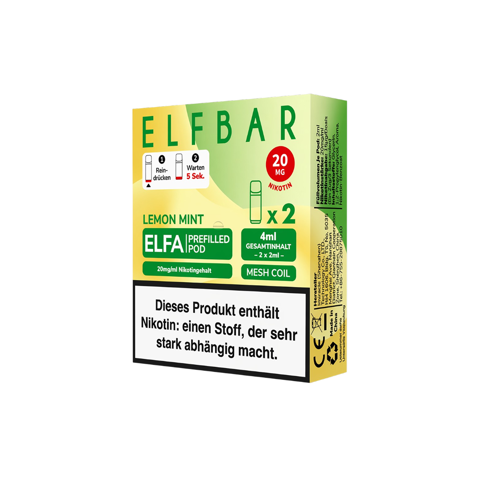 Elf Bar - ELFA - CP - Prefilled Pod - Lemon Mint