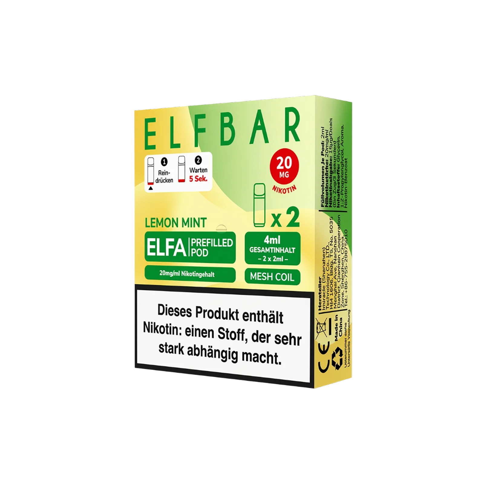 Elf Bar - ELFA - CP - Prefilled Pod - Lemon Mint