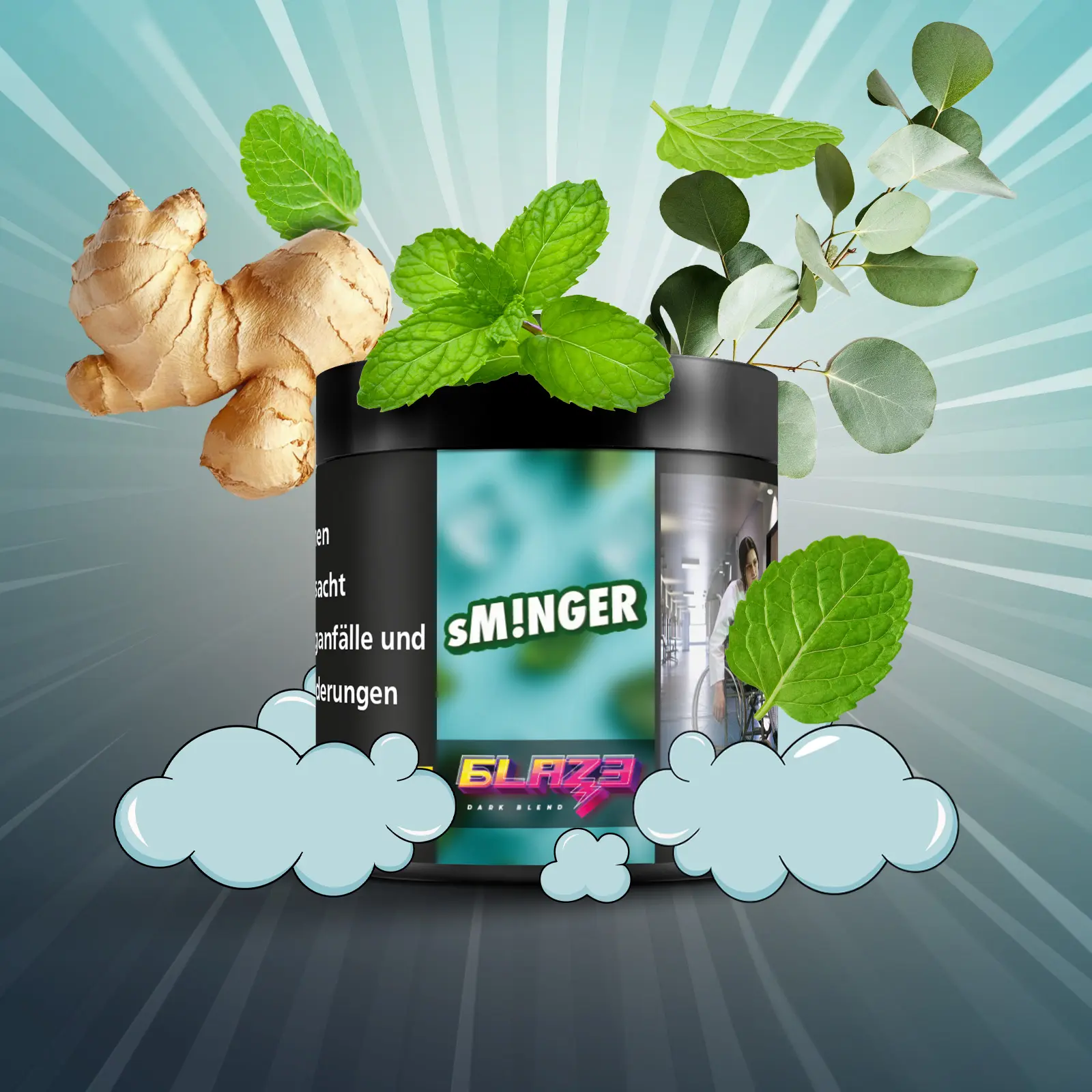 BLAZE sM!NGER 50g – Eukalyptus, Minze, Kiefernadeln & Ingwer 1