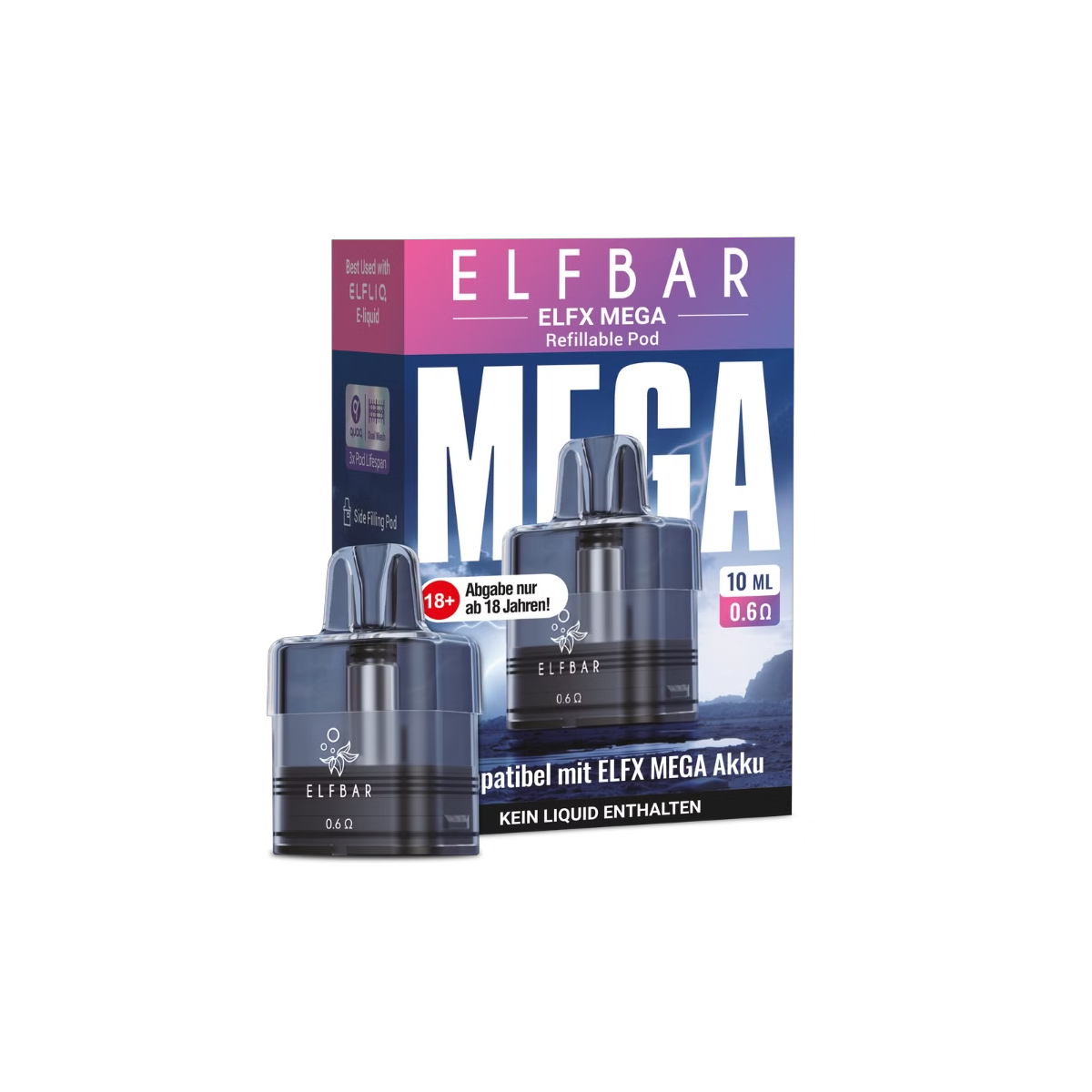 Elfbar ELFX Mega 10ml Leerpod 0,6 Ohm – Dual Mesh Coil 1