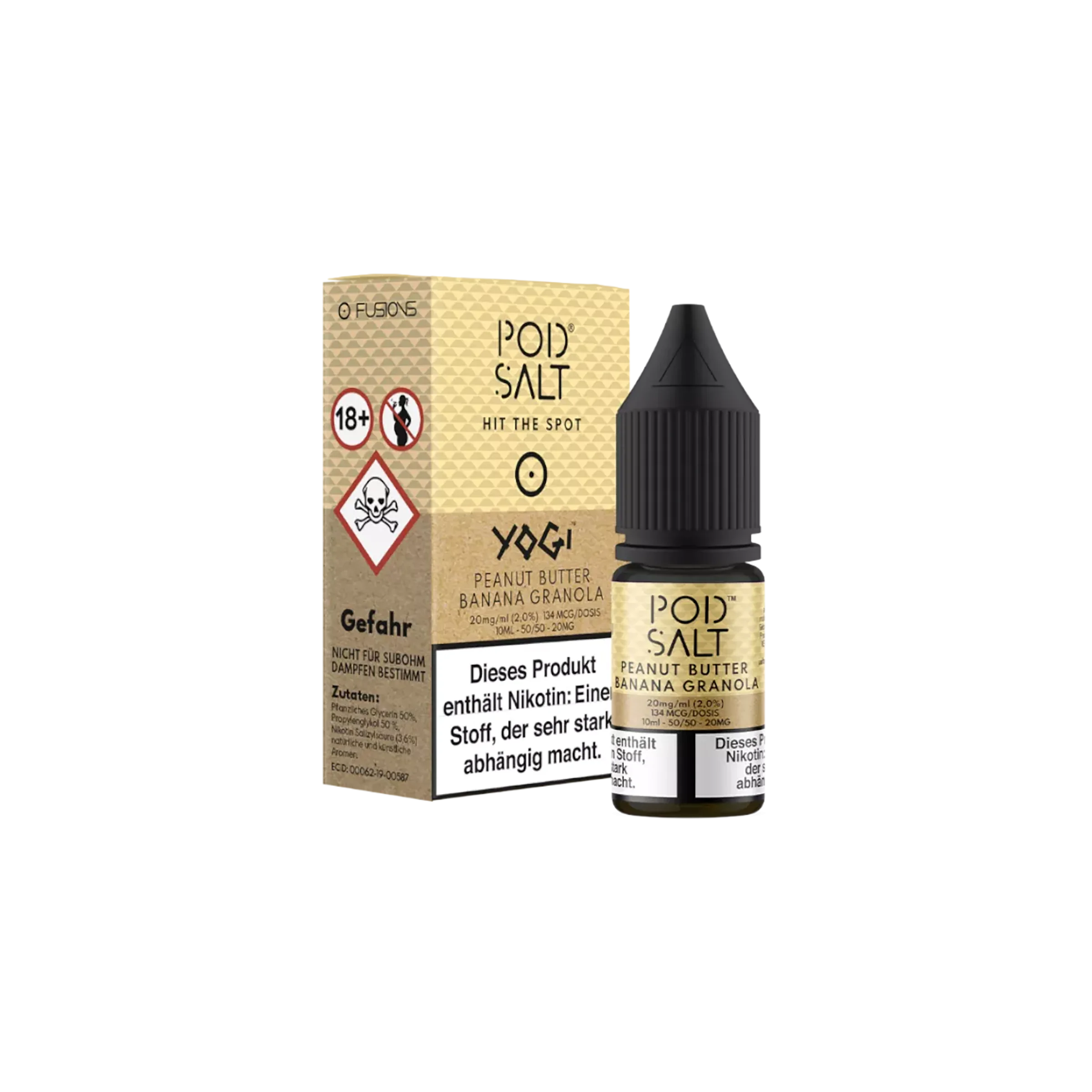 Pod Salt Fusion - E-Liquid - NicSalt - Peanut Butter Banana Granola - 10 ml - 20 mg