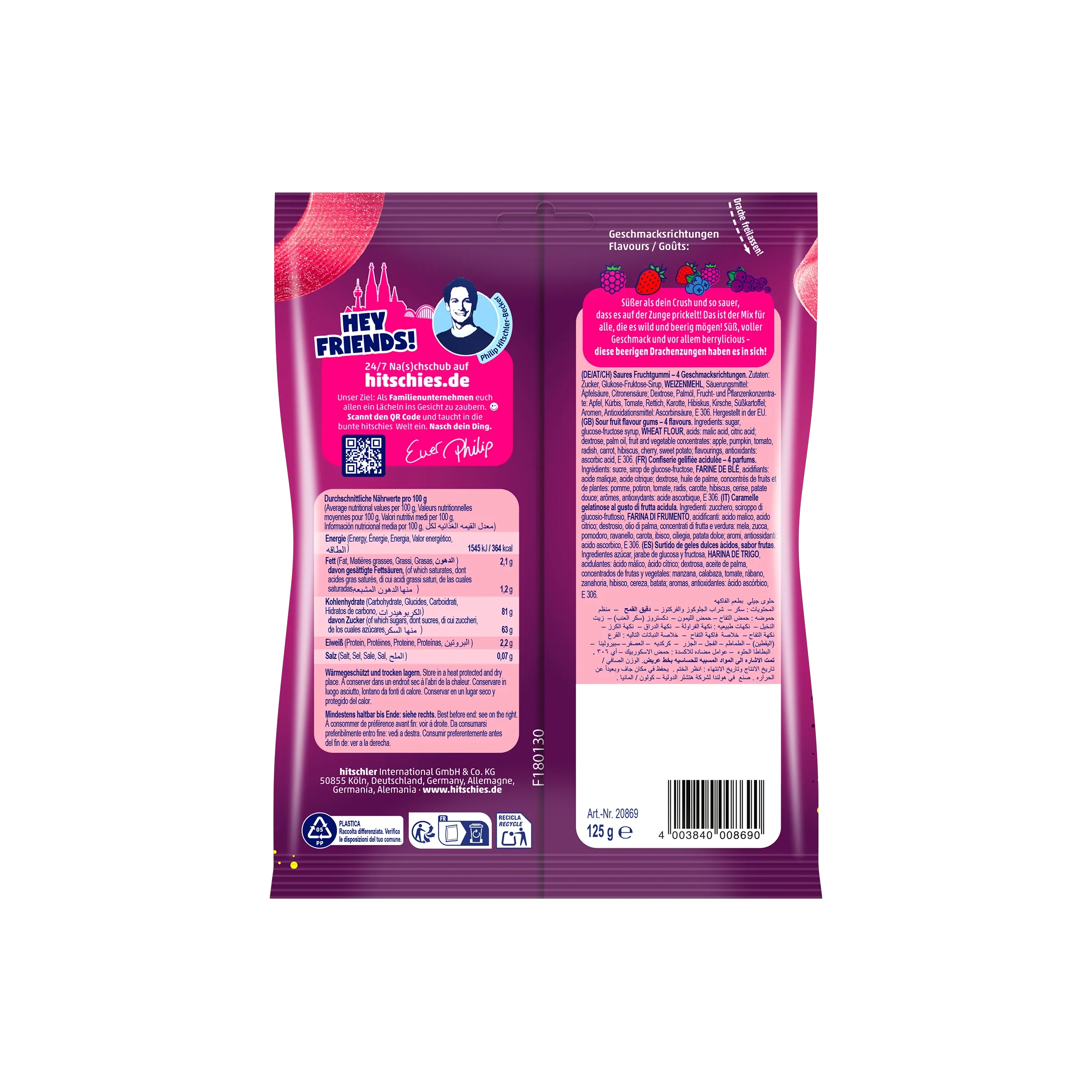 Hitschies - Saure Drachenzungen - Berry Mix - 125 g 3