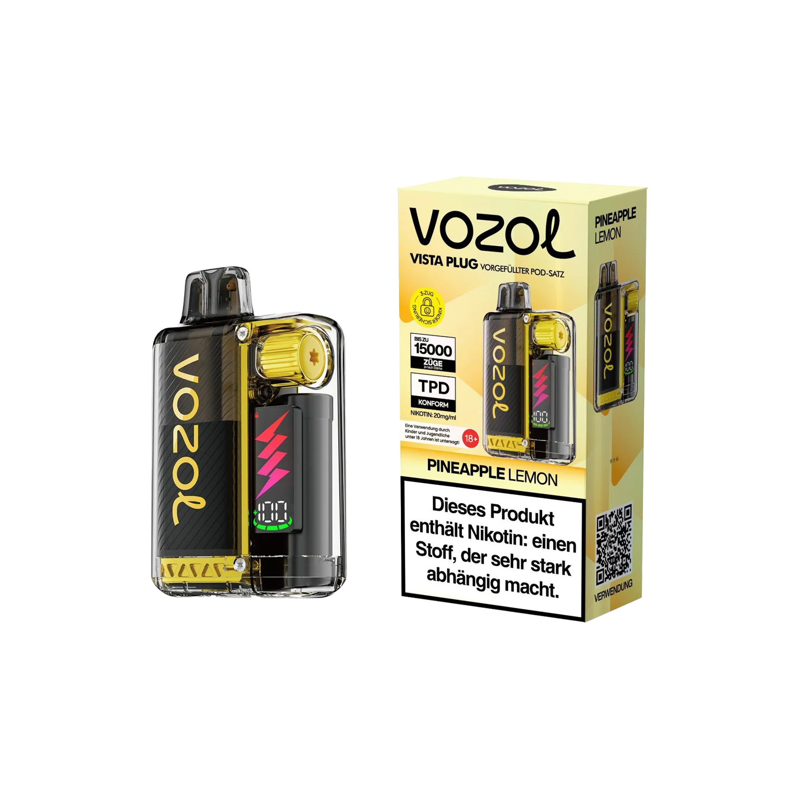 Vozol Vista Plug Pineapple Lemon 15000 Starterkit – Dein fruchtiger Genuss