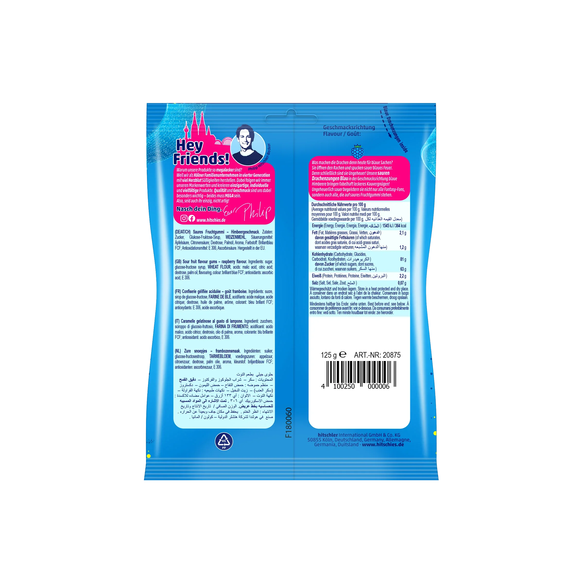 Hitschies Saure Drachenzungen Blau 125 g | Hitschler günstig online 3