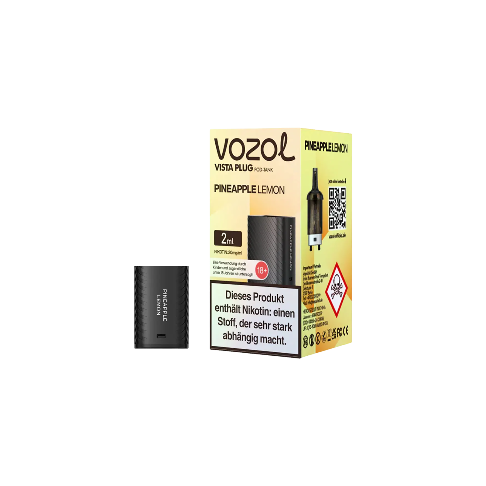 Vozol Vista Plug Pineapple Lemon 2 ml Verdampfer Pod – hoher Geschmack