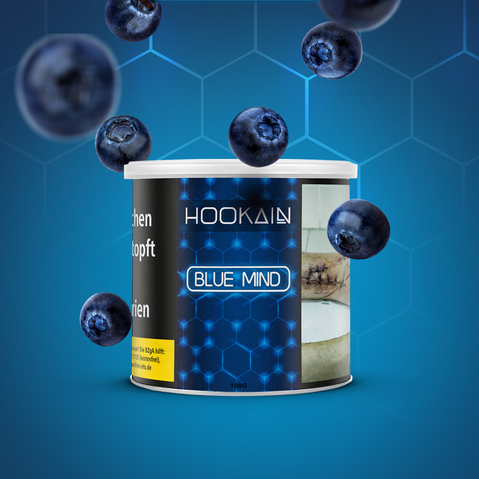 HOOKAIN Blue Mind 100 g Shisha Tabak mit Blaubeere Minze 1