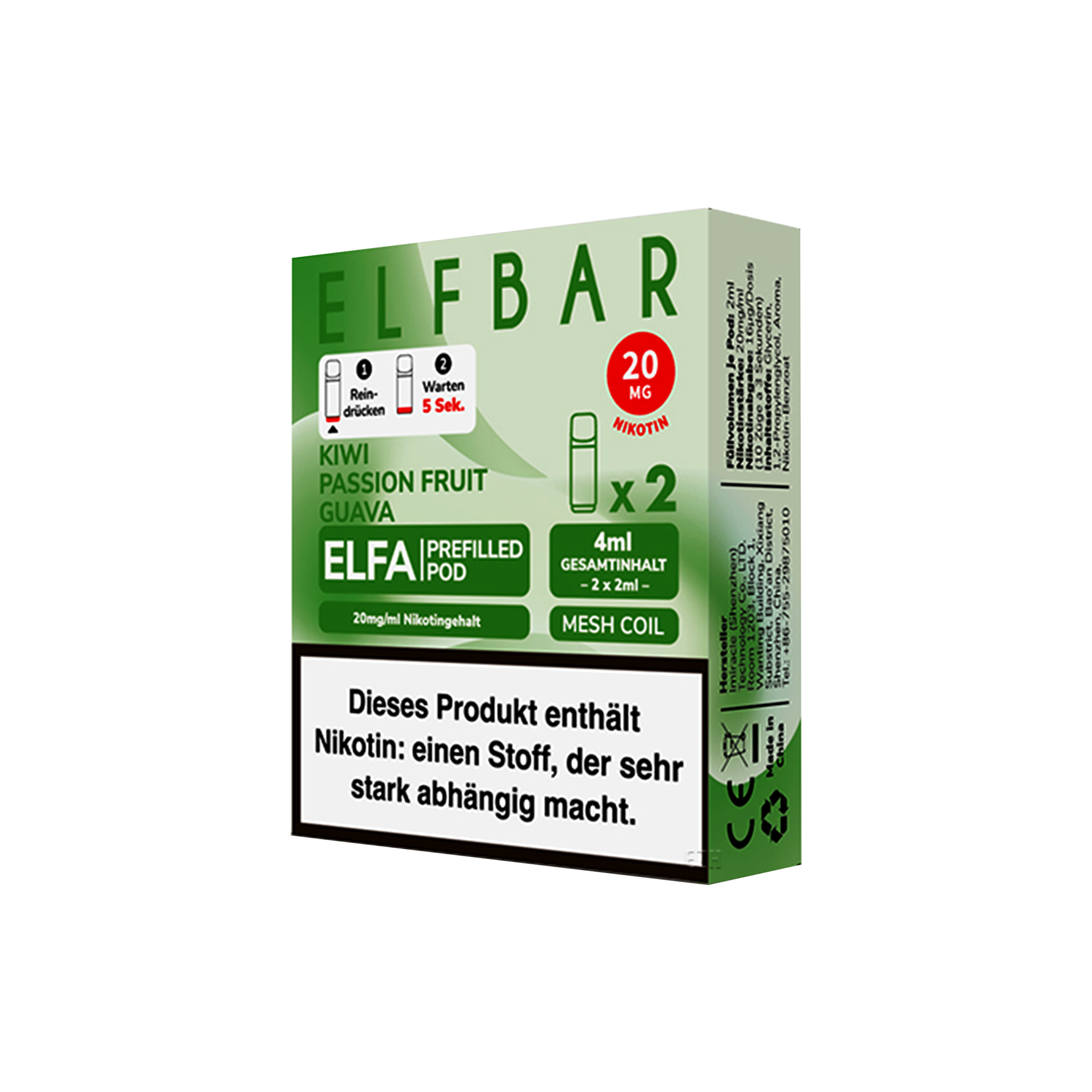 Elf Bar - ELFA - Prefilled Pod - Kiwi Passion Fruit Guava| Alle neuen Sorten - Hookain Vape Onlineshop1