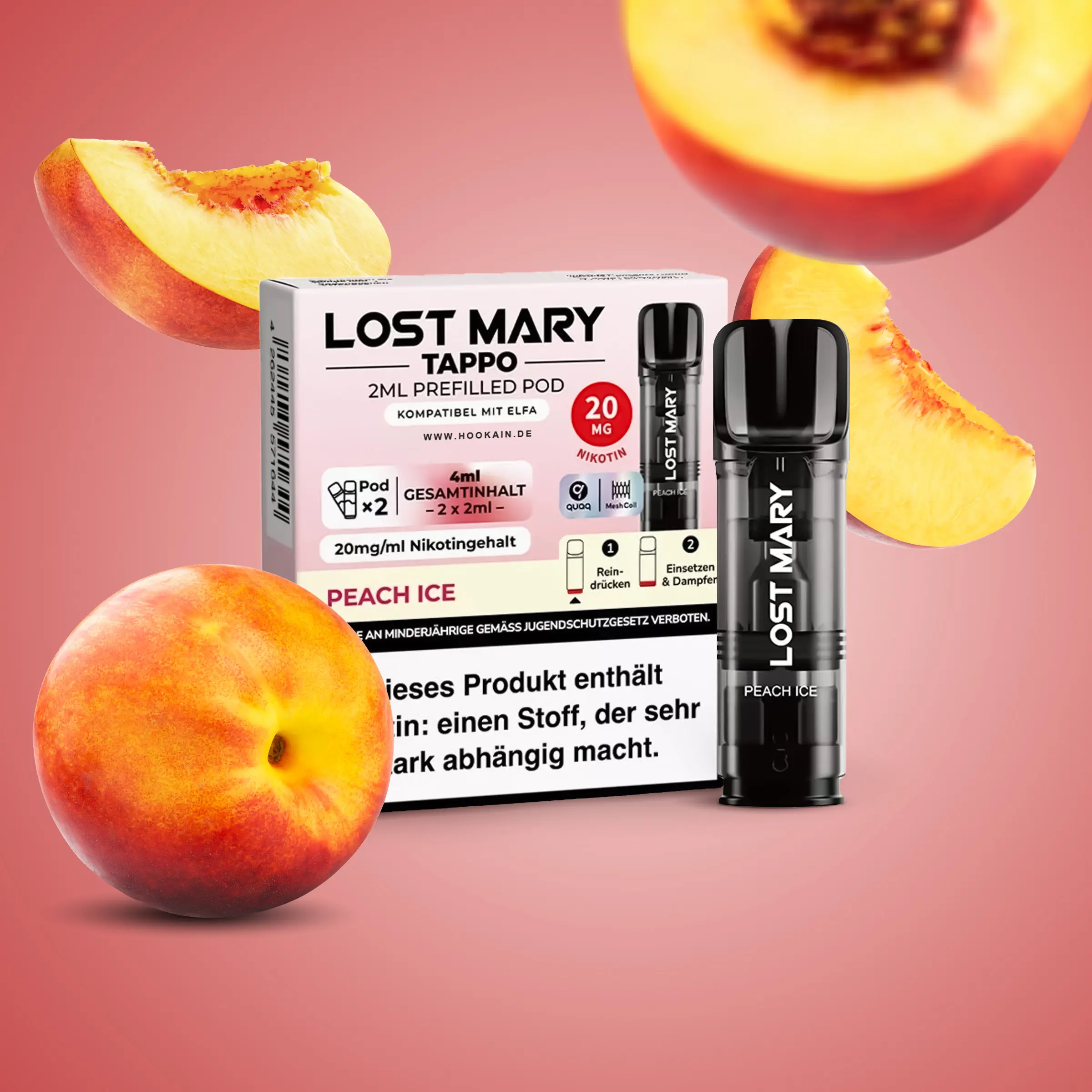 Lost Mary Tappo Peach Ice: Umweltfreundliches Pod-System mit Prefilled Pods