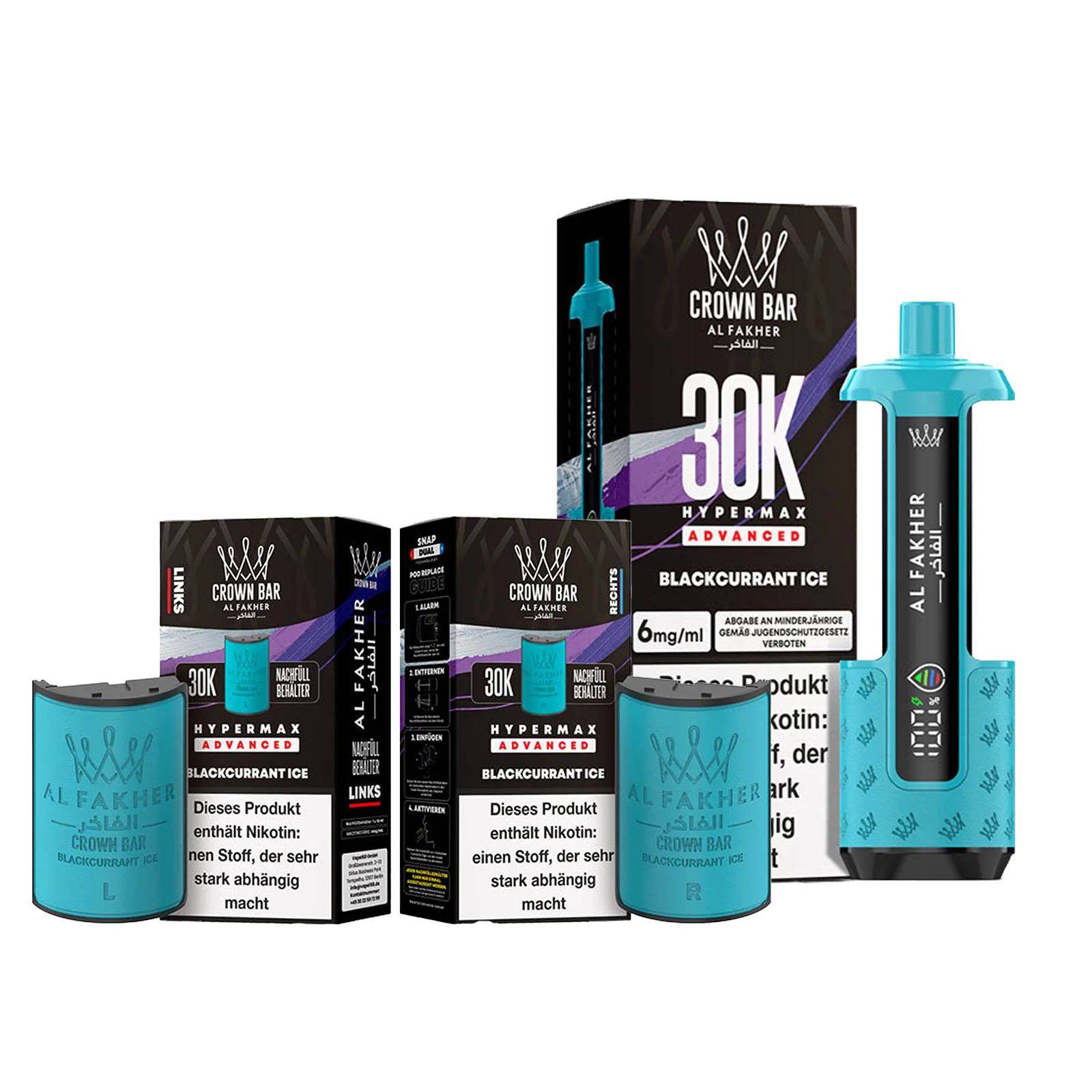 Al Fakher - Crown Bar - Hypermax - Advanced - 30K - Blackcurrant Ice 1