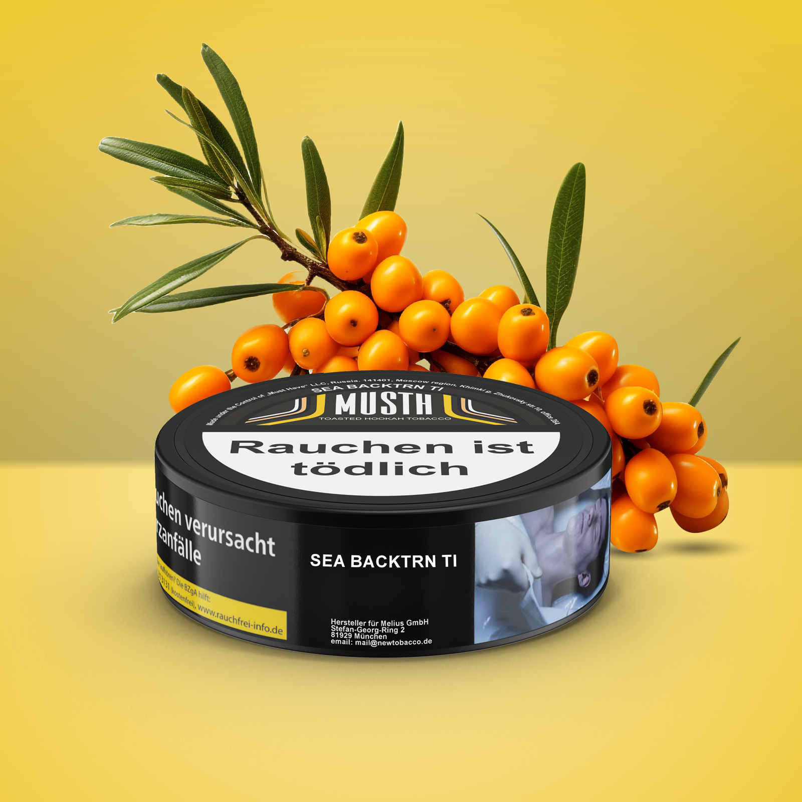 MustH Sea Backtrn Ti 200 g Shisha-Tabak &ndash; Sanddorn, Orange, Ingwer 1