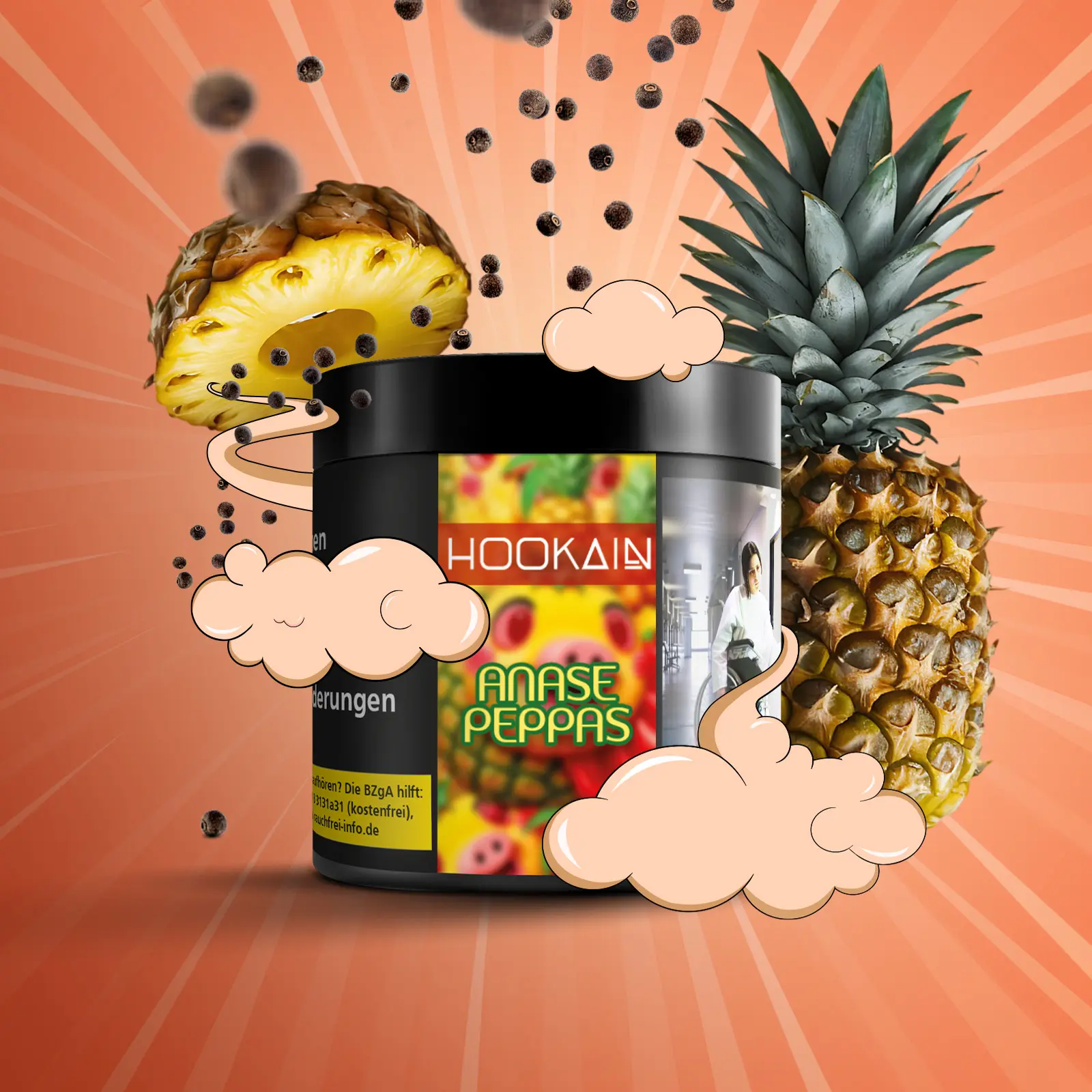 Hookain ANASE PEPPAS 50g – Ananas & Kampot-Pfeffer Shishatabak  1