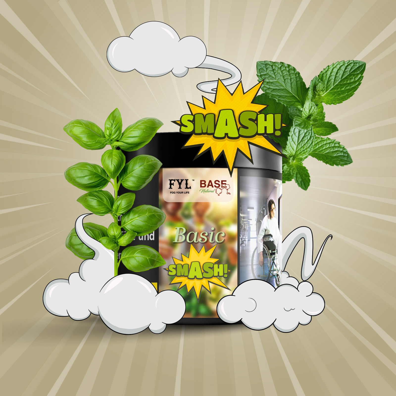 FYL Basic Smash 50g &ndash; Basilikum & Nana Minze Shishatabak 1
