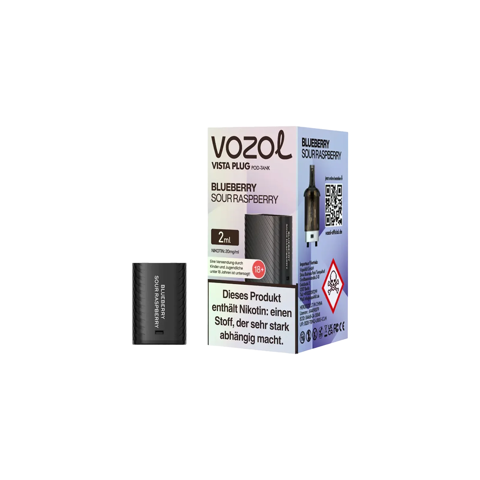 Vozol Vista Plug Blueberry Sour Raspberry 2 ml Verdampfer Pod – Intensiver Geschmack