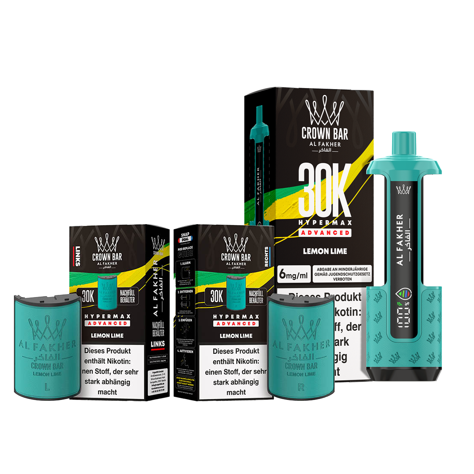 Al Fakher - Crown Bar - Hypermax - Advanced - 30K - Lemon Lime 1