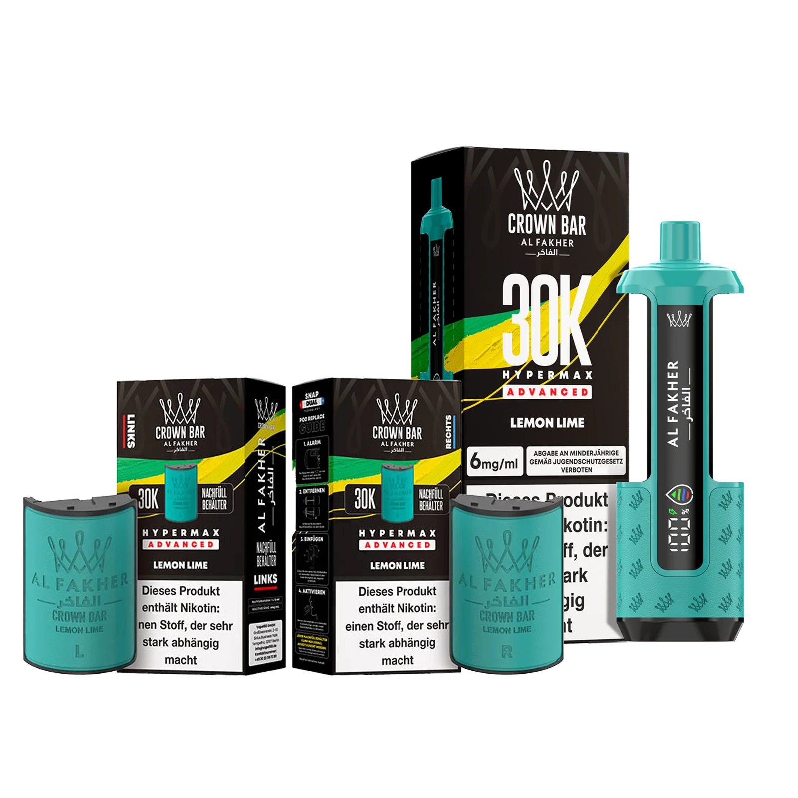 Al Fakher - Crown Bar - Hypermax - Advanced - 30K - Lemon Lime 1