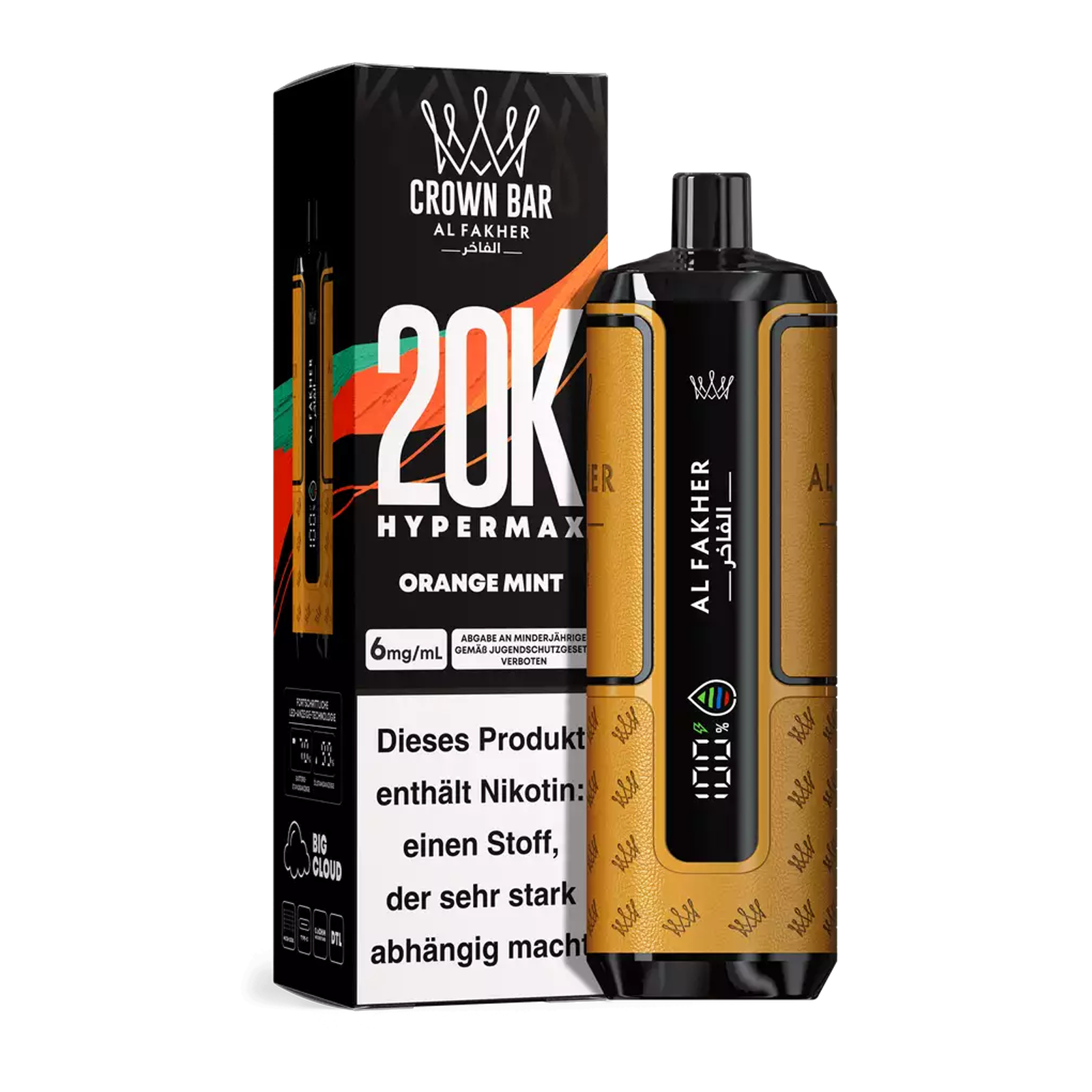 Al Fakher - Crown Bar - Hypermax - 20k - Orange Mint 1