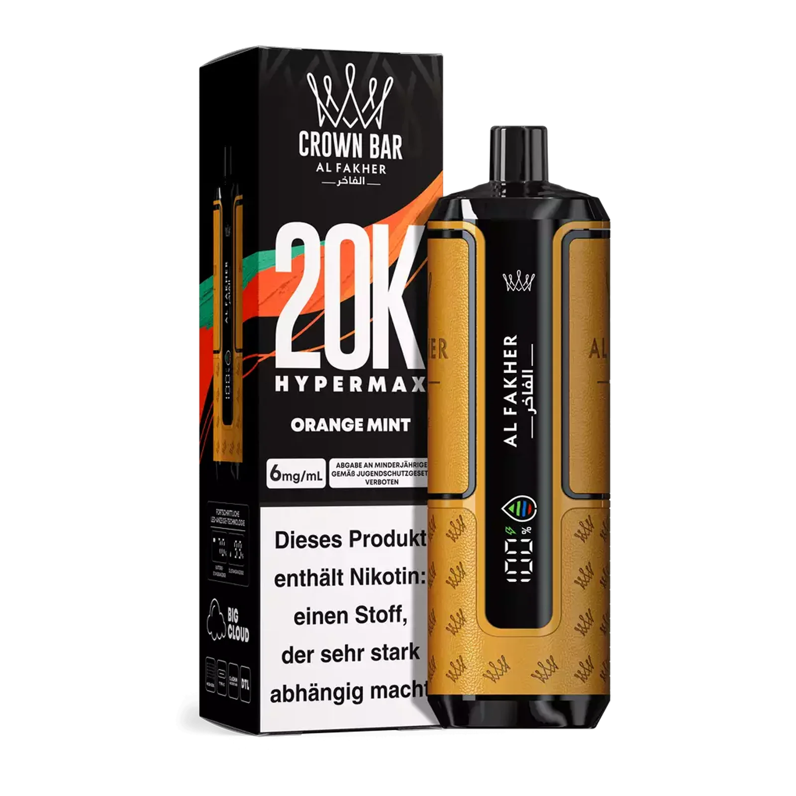 Al Fakher - Crown Bar - Hypermax - 20k - Orange Mint 1