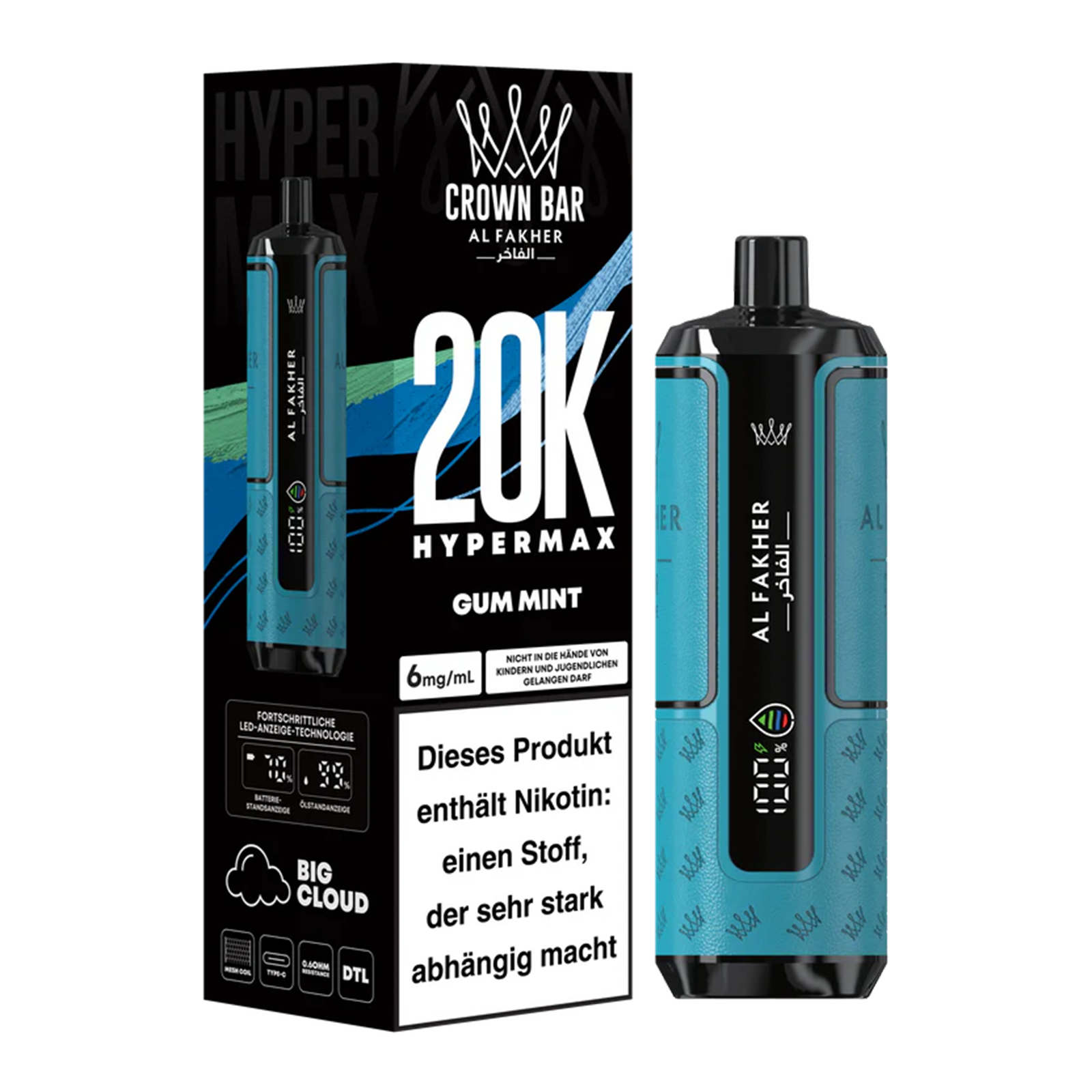 Al Fakher - Crown Bar - Hypermax - 20k - Gum Mint 2