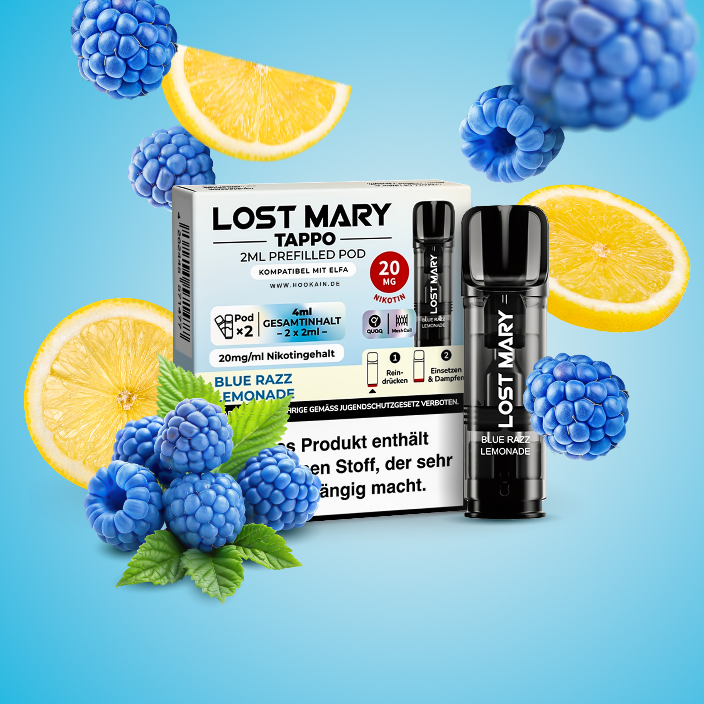 Lost Mary Tappo Blue Razz Lemonade : Umweltfreundliches Pod-System mit Prefilled Pods