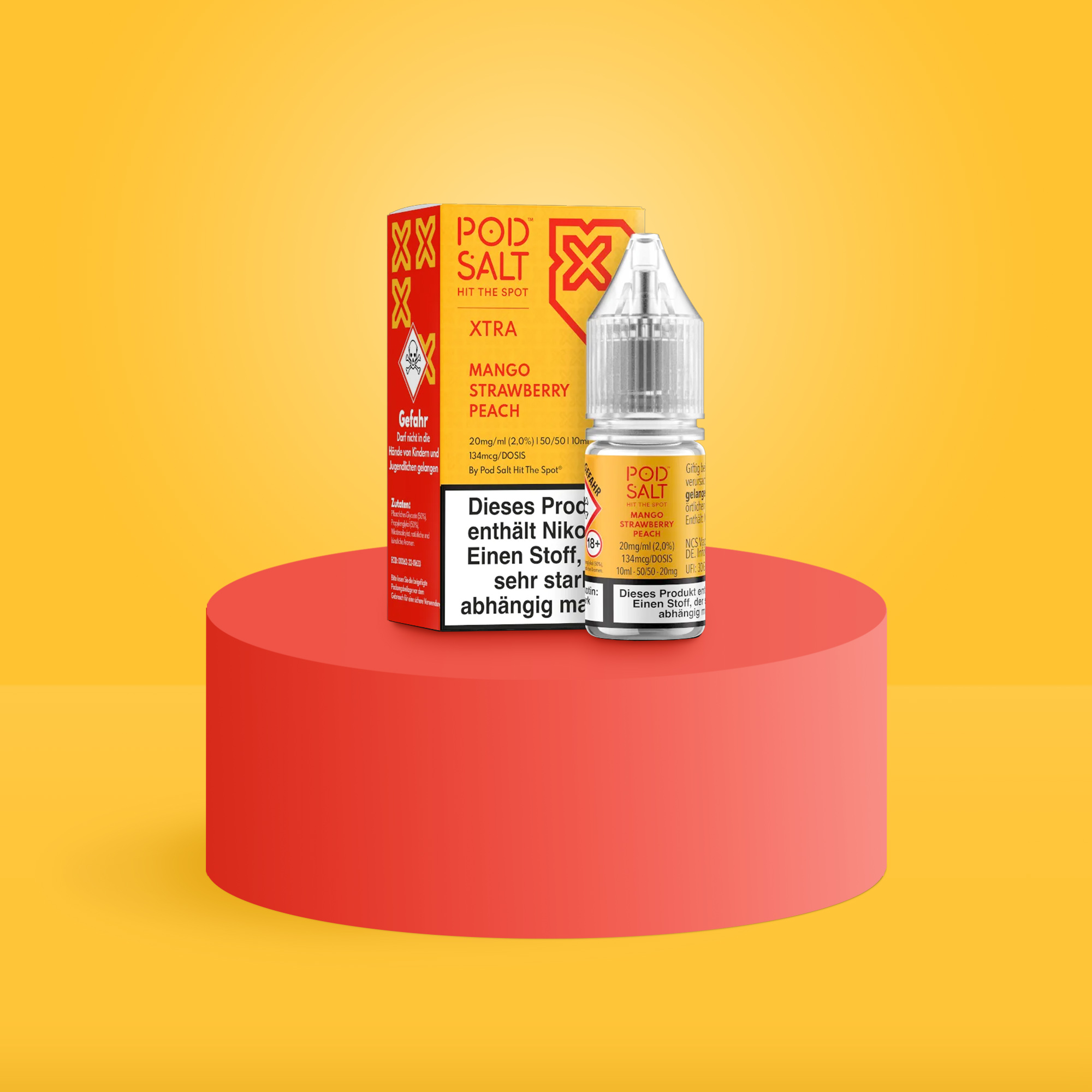 Pod Salt Xtra Nikotinsalz E-Liquid Mango Strawberry Peach 10 ml mit 20 mg g&uuml;nstig bestellen 2