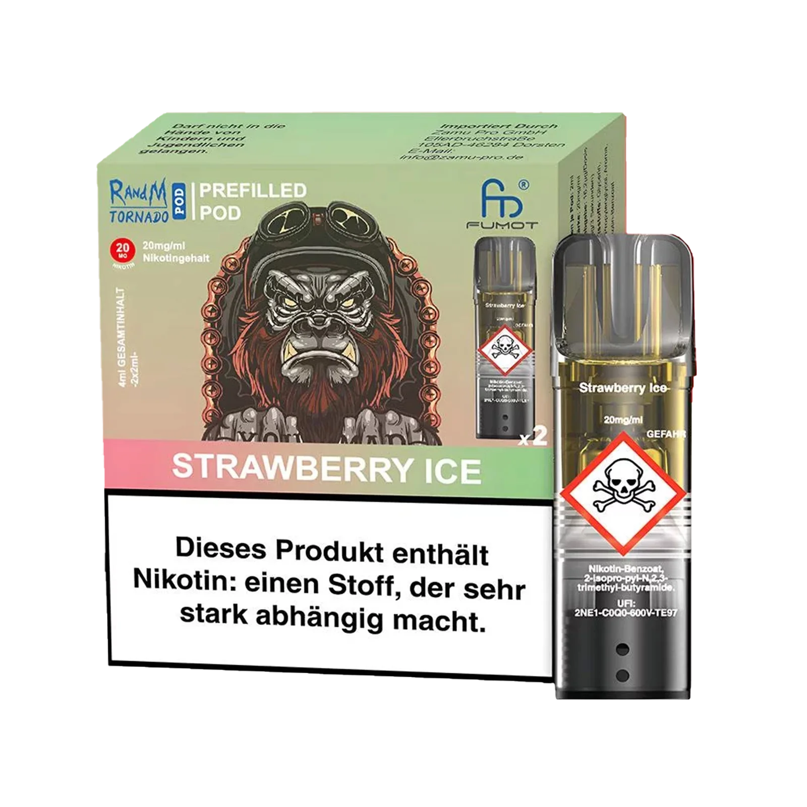 RandM  - Tornado Pods - Strawberry Ice - 2er Pack - 20 mg - 2 ml-1