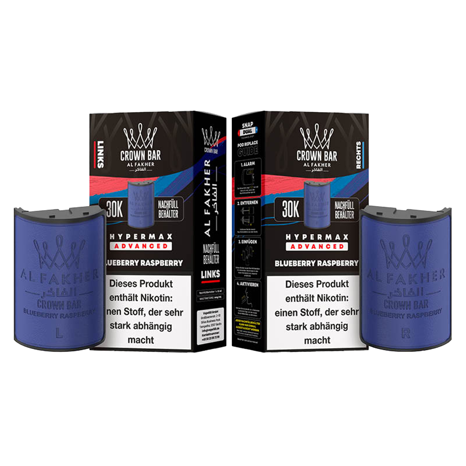 Al Fakher - Crown Bar - Hypermax - Advanced - 30K - Blueberry Raspberry 3