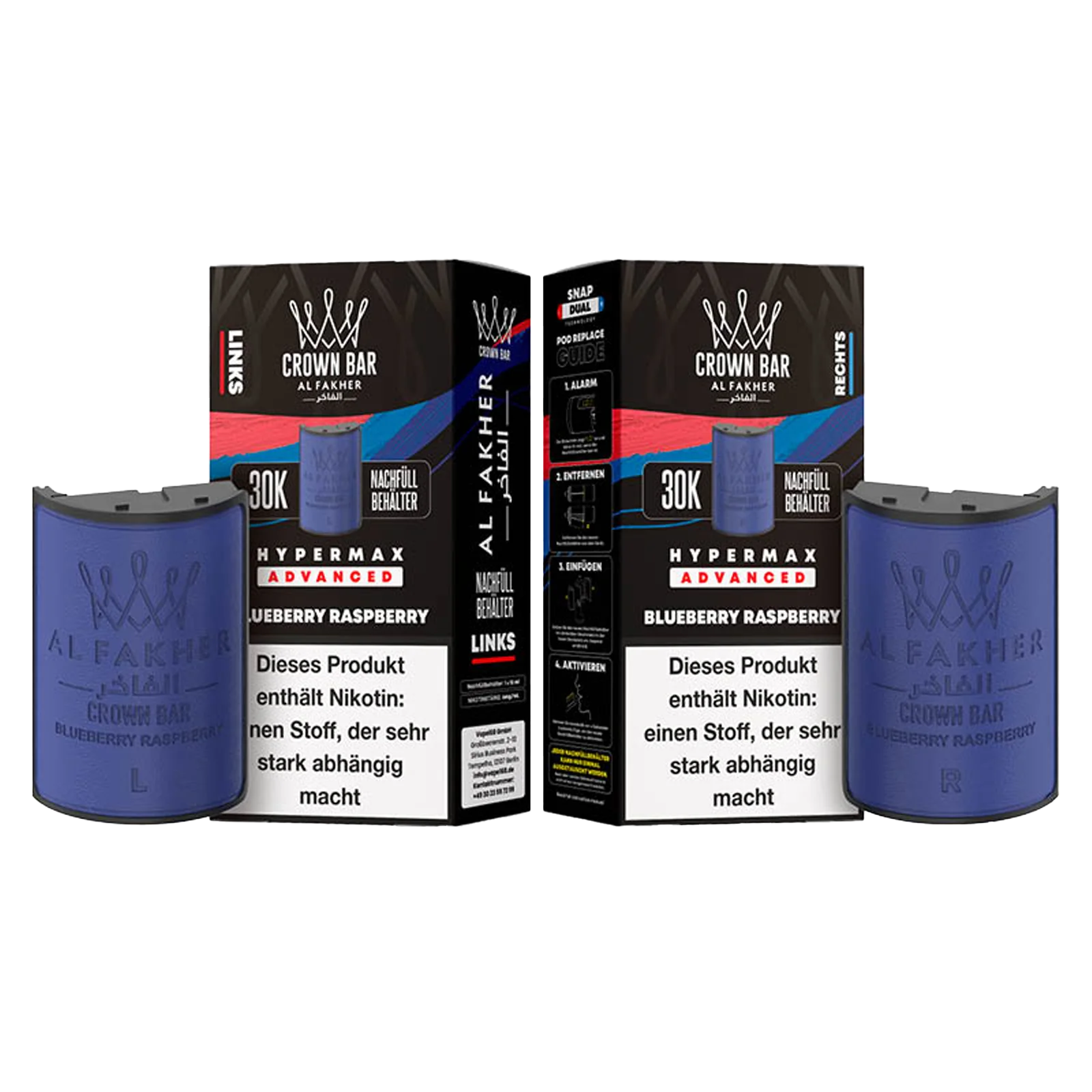 Al Fakher - Crown Bar - Hypermax - Advanced - 30K - Blueberry Raspberry 3