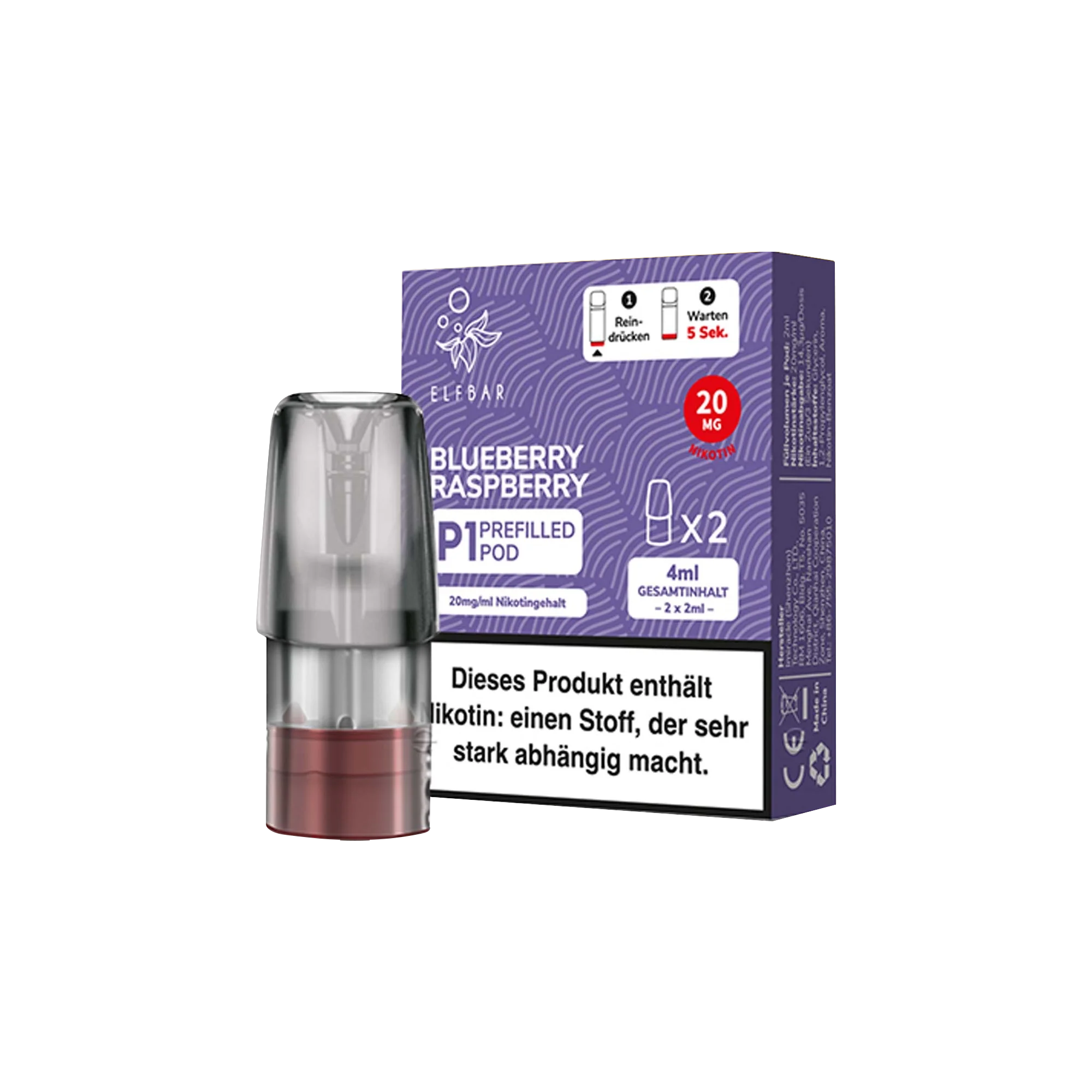 Elf Bar Mate500 P1 Blueberry Raspberry Prefilled Pod | Online bestellen 2