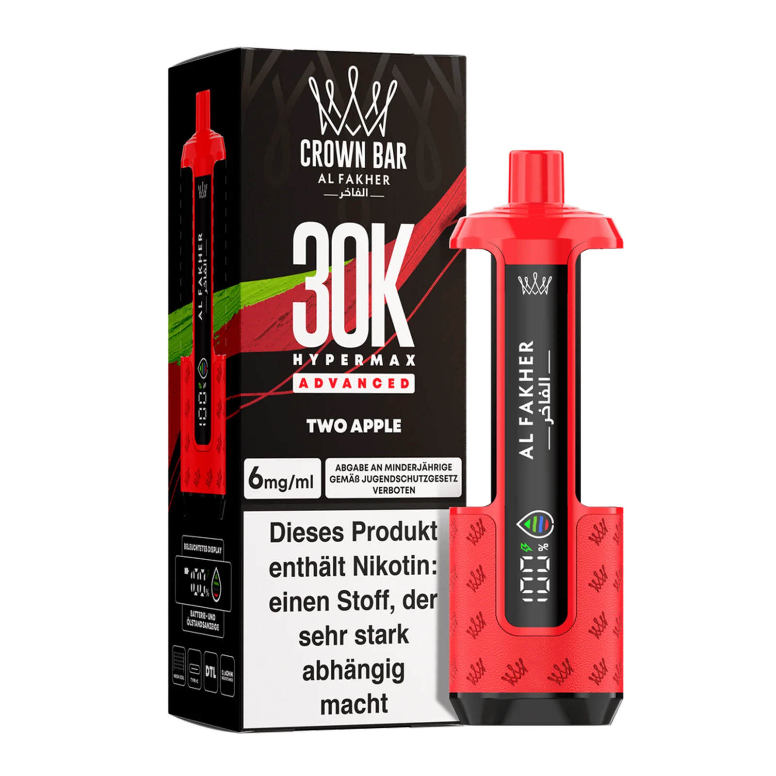Al Fakher - Crown Bar - Hypermax - Advanced - 30K - Two Apple 2