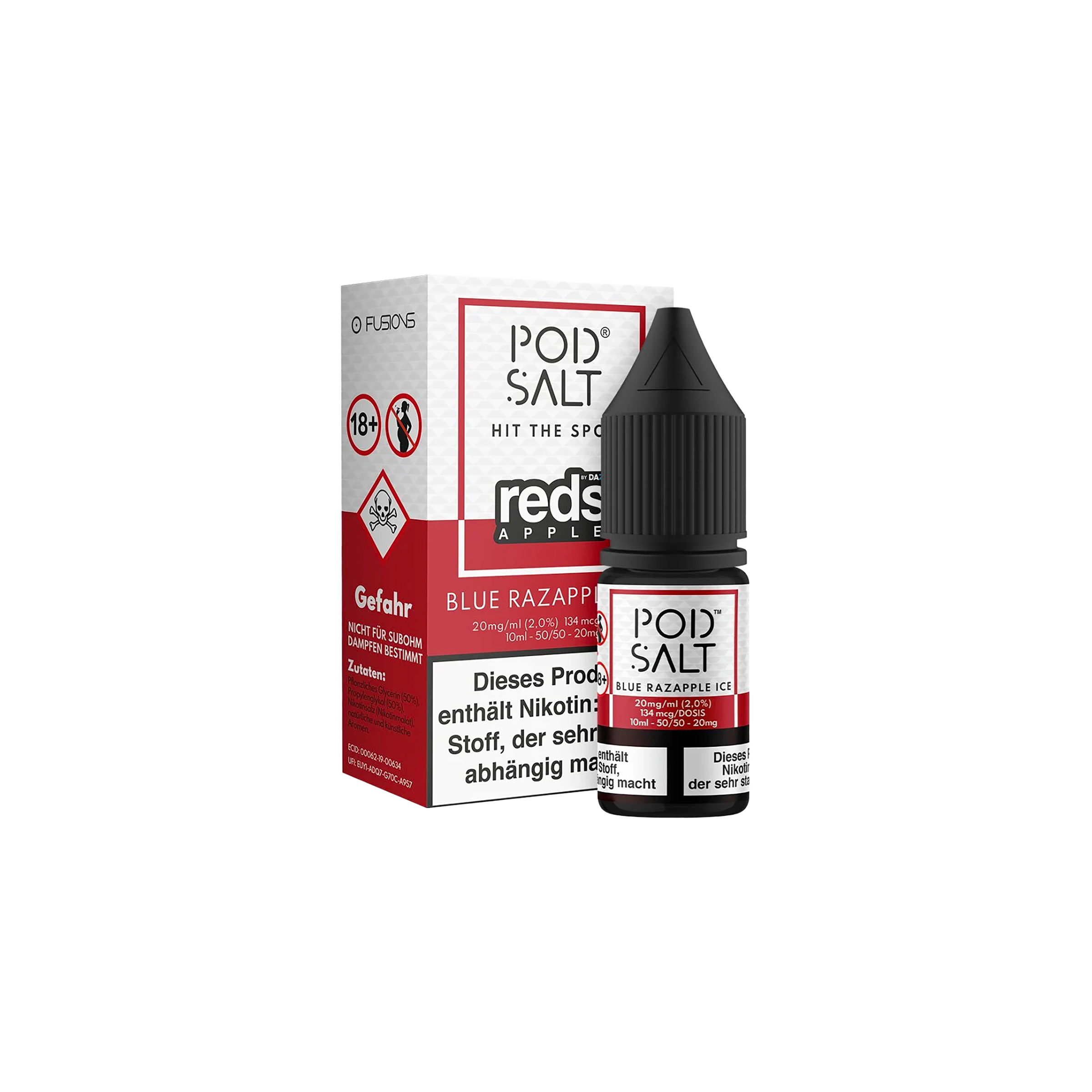 Pod Salt Fusion Liquid Blue Razapple Ice 10ml 20mg Nikotinsalz