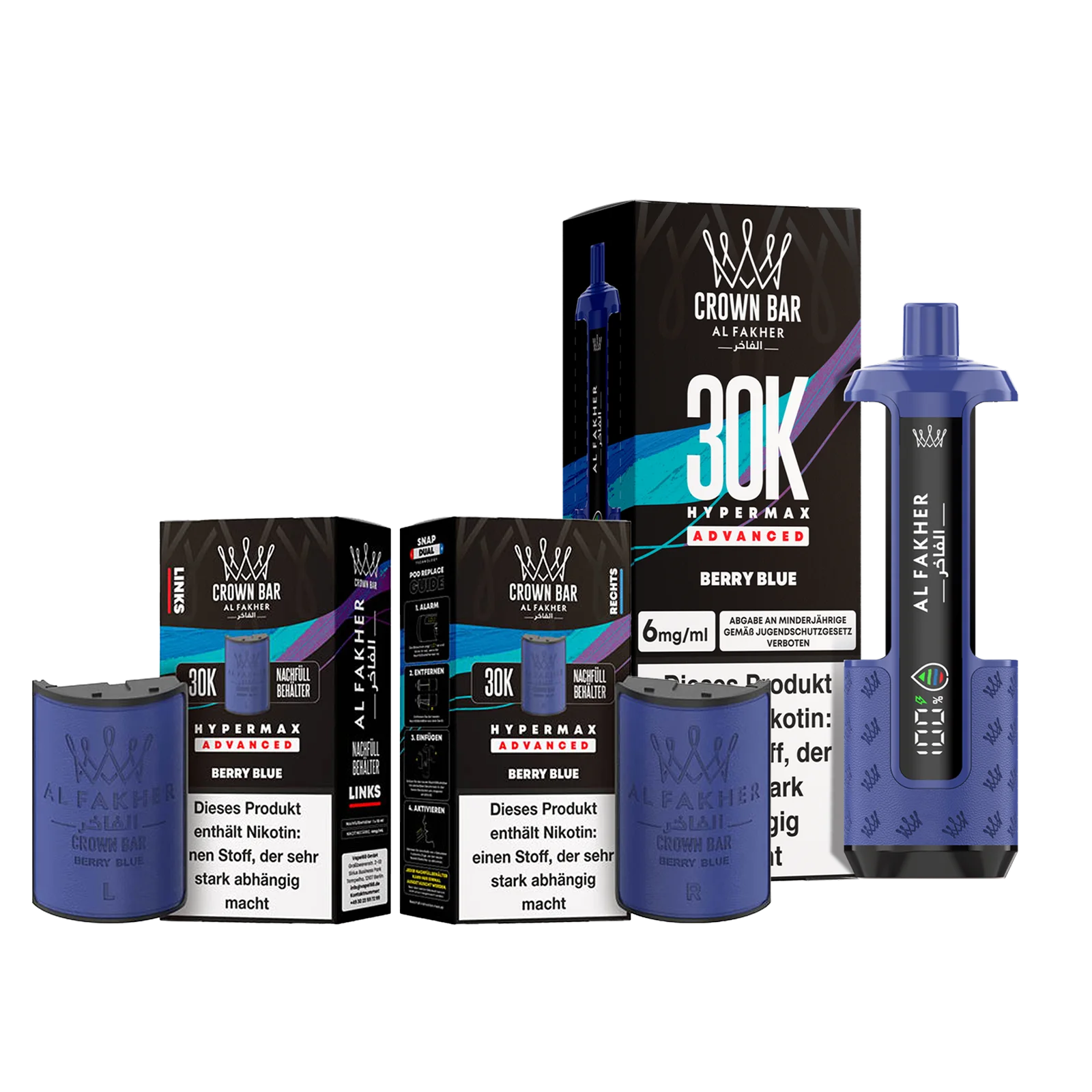 Al Fakher - Crown Bar - Hypermax - Advanced - 30K - Berry Blue 1 Al Fakher - Crown Bar - Hypermax - Advanced - 30K - Berry Blue 1