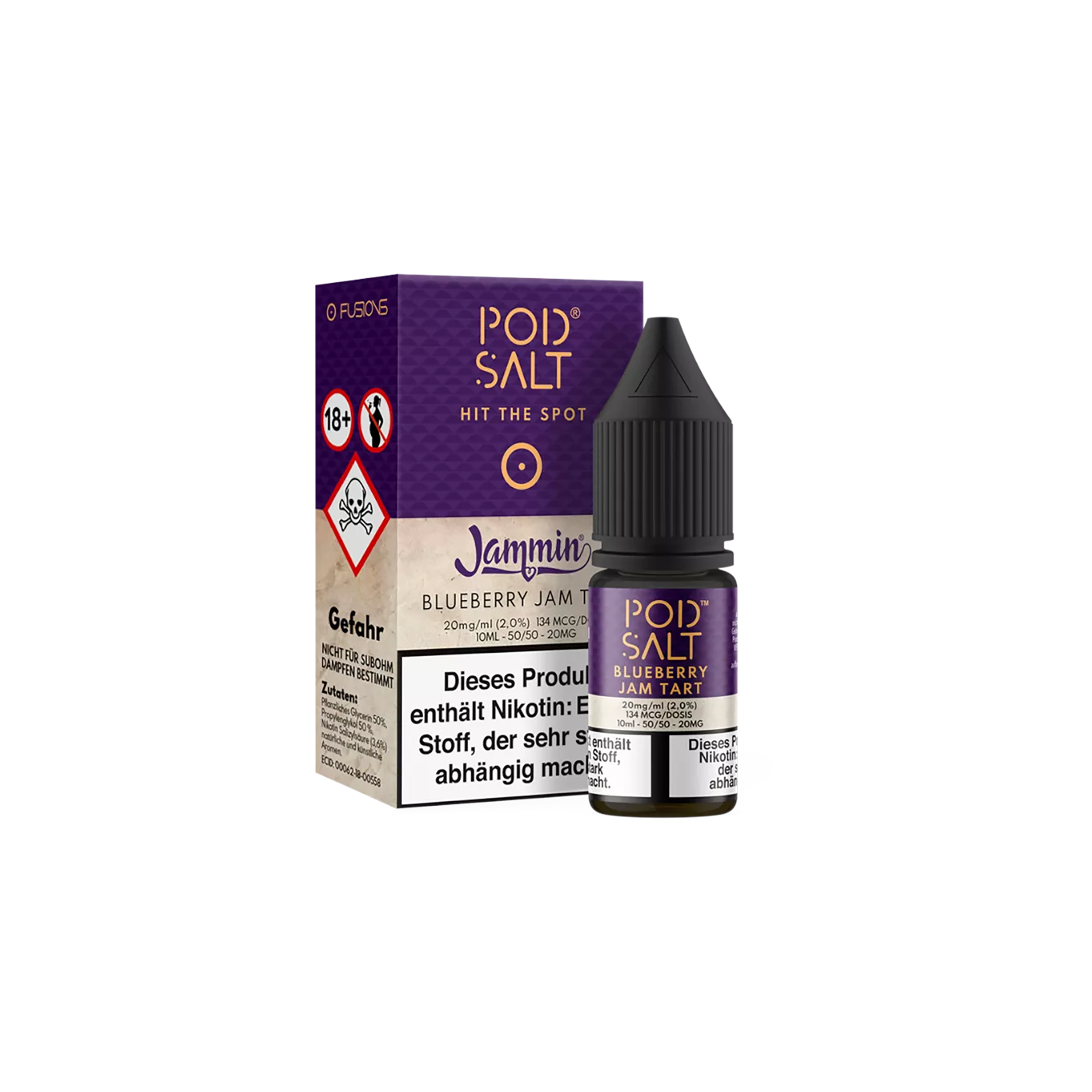 Pod Salt Fusion - E-Liquid - NicSalt - Blueberry Jam Tart - 10 ml - 20 mg