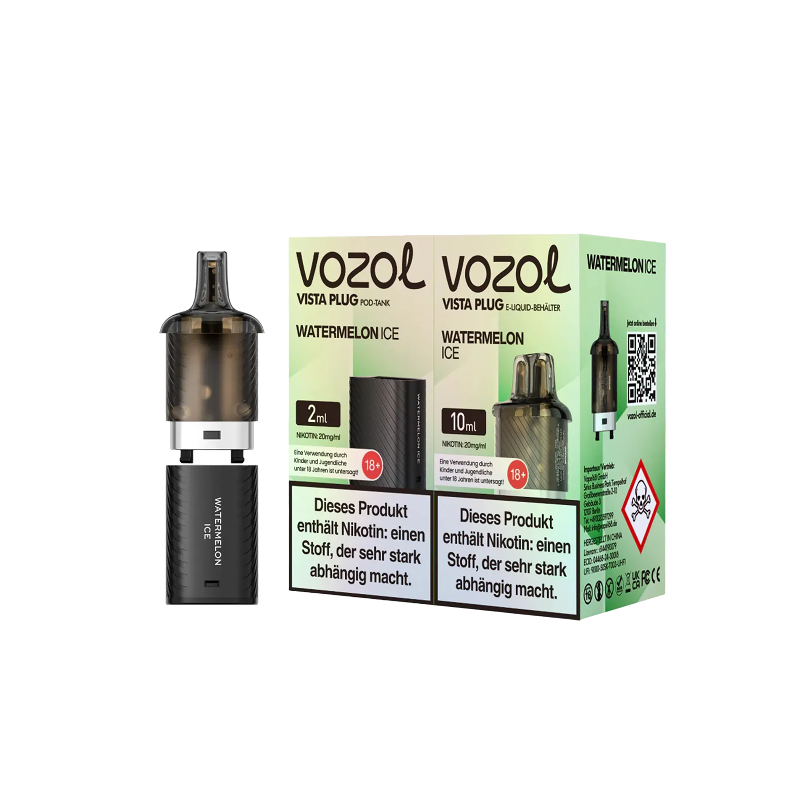 Vozol Vista Plug Watermelon Ice 10+2 ml Pod Bundle – Intensiver Geschmack