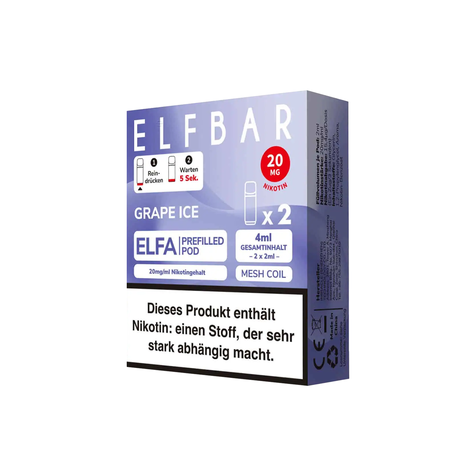 Elf Bar - ELFA - Prefilled Pod - Grape Ice 1