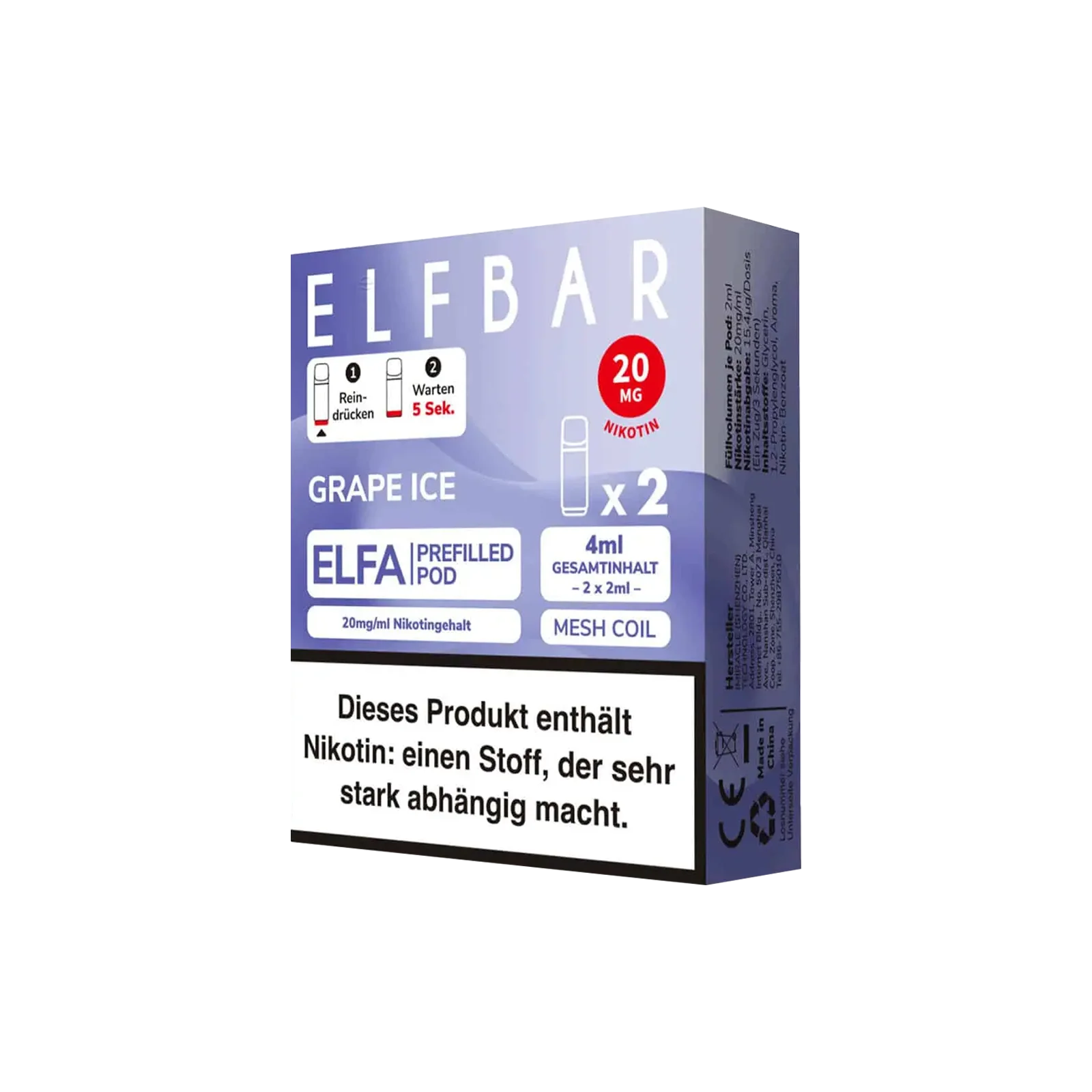 Elf Bar - ELFA - Prefilled Pod - Grape Ice 1