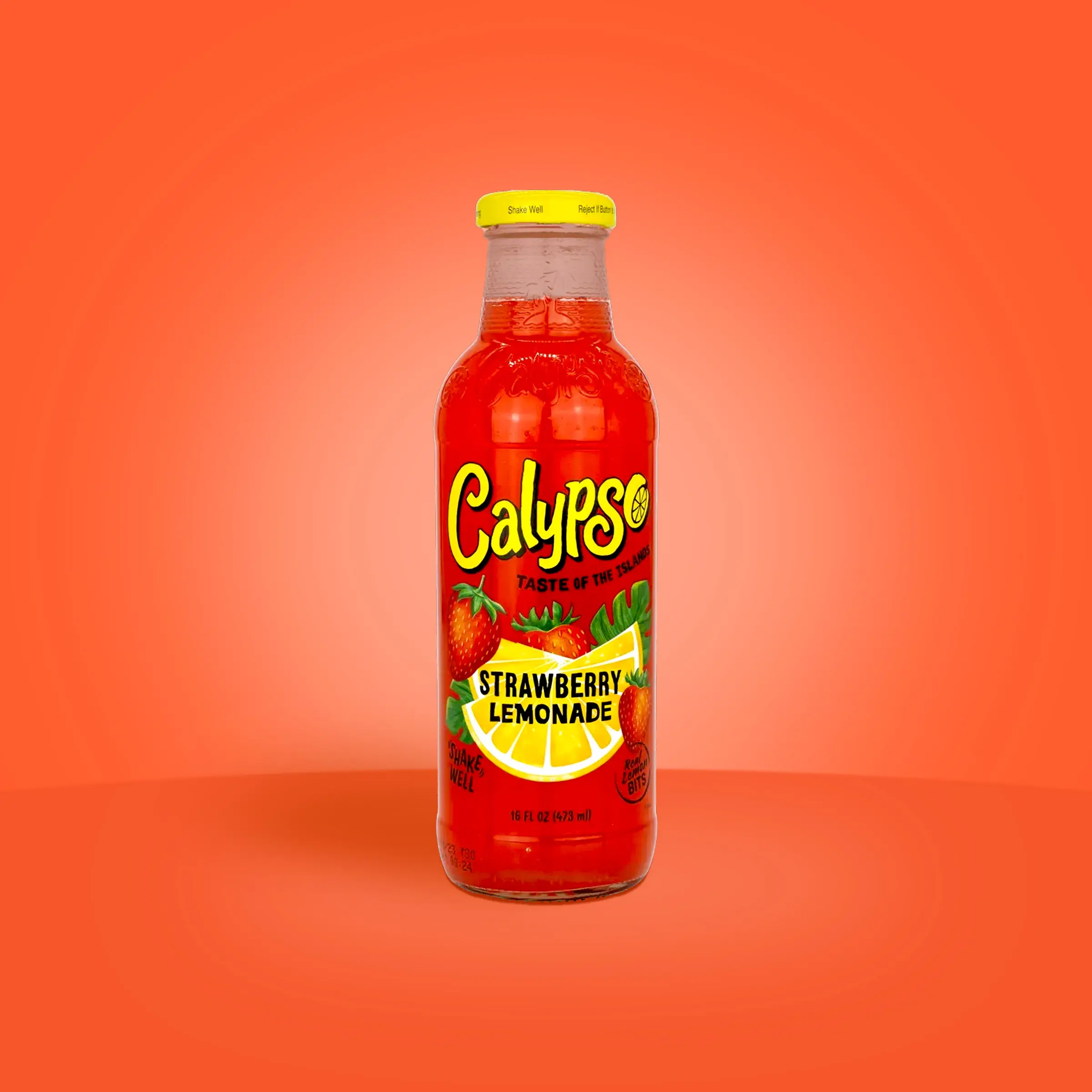 Calypso Strawberry Lemonade 12-Pack - 16oz Glass Bottles With Real Fruit & Lemon Bits