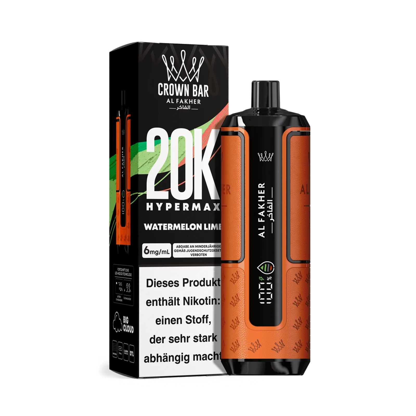 Al Fakher - Crown Bar - Hypermax - 20k - Watermelon Lime 1