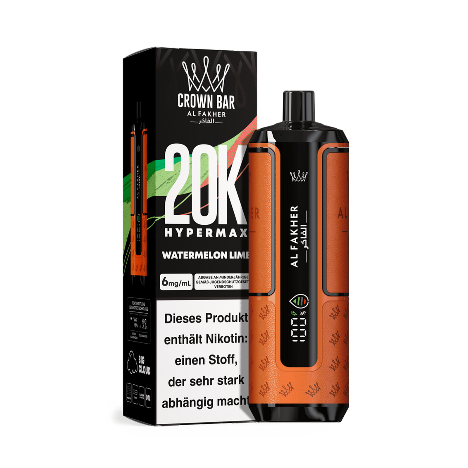 Al Fakher - Crown Bar - Hypermax - 20k - Watermelon Lime 1